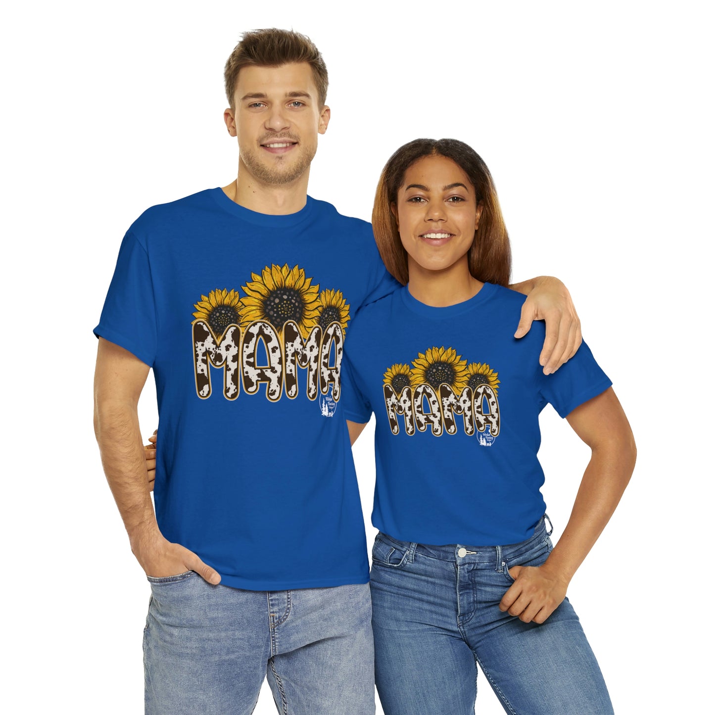 Mama Sunflower Cow Hide Match Mini Me Heavy Cotton Tee