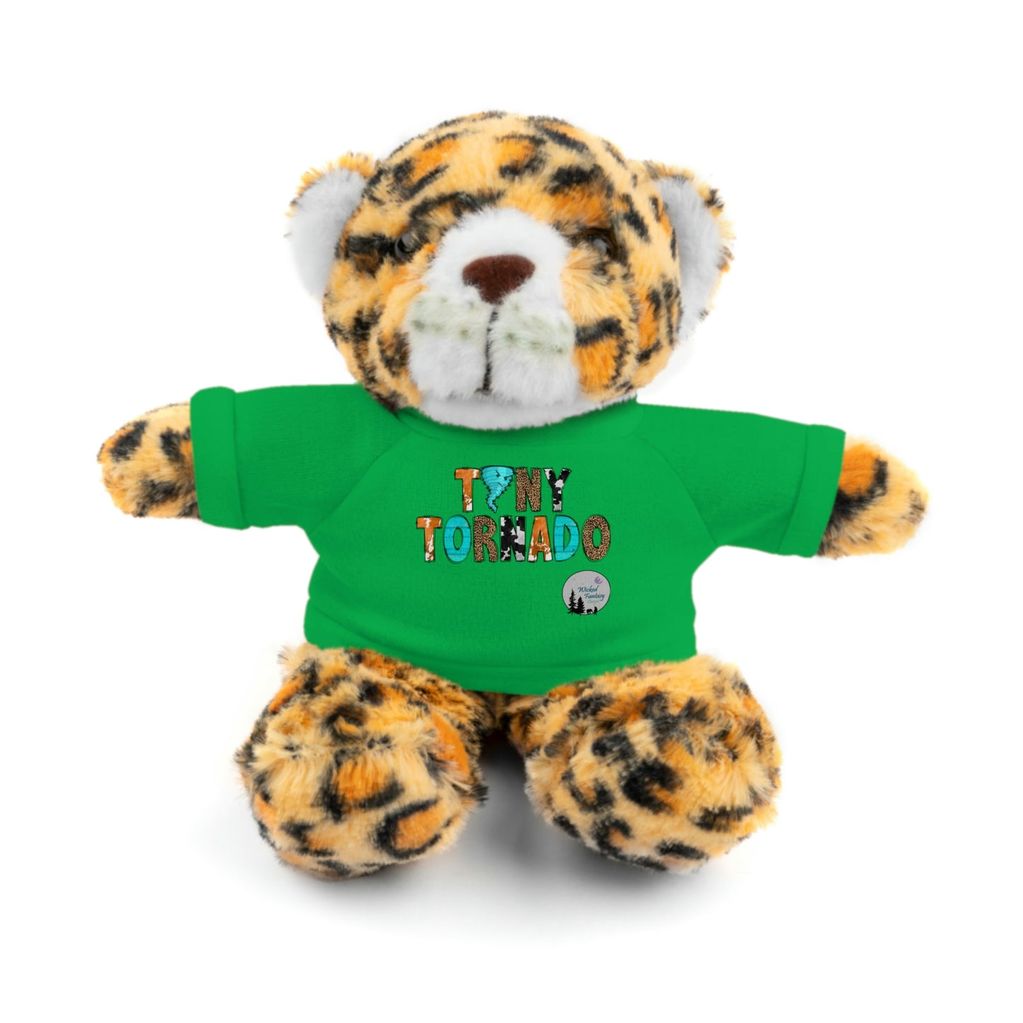 Mini Me Matching Hello Tiny Little Tornado Cow Print Leopard Print  Stuffed Animals with Tee