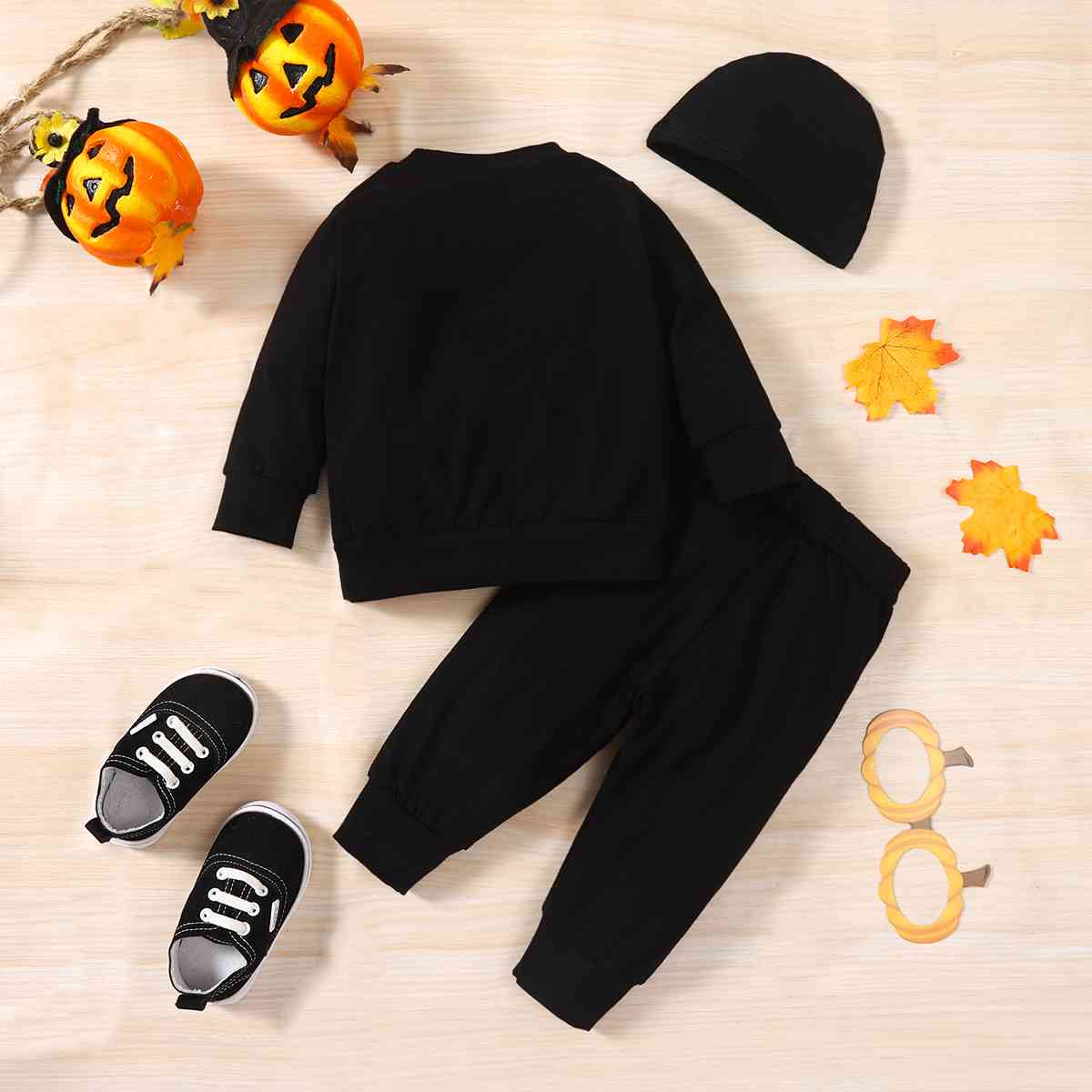 Skeleton Pattern Round Neck Sweatshirt and Bone Pattern Pants Set