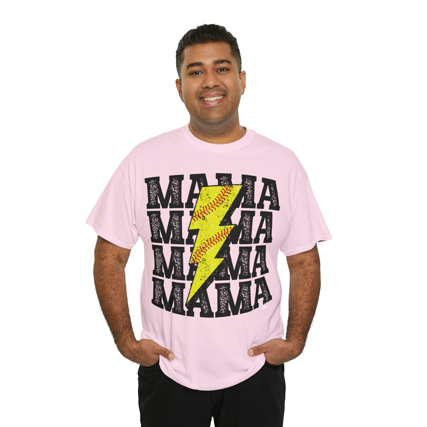 Softball Mama Lightning Bolt Unisex Heavy Cotton Tee