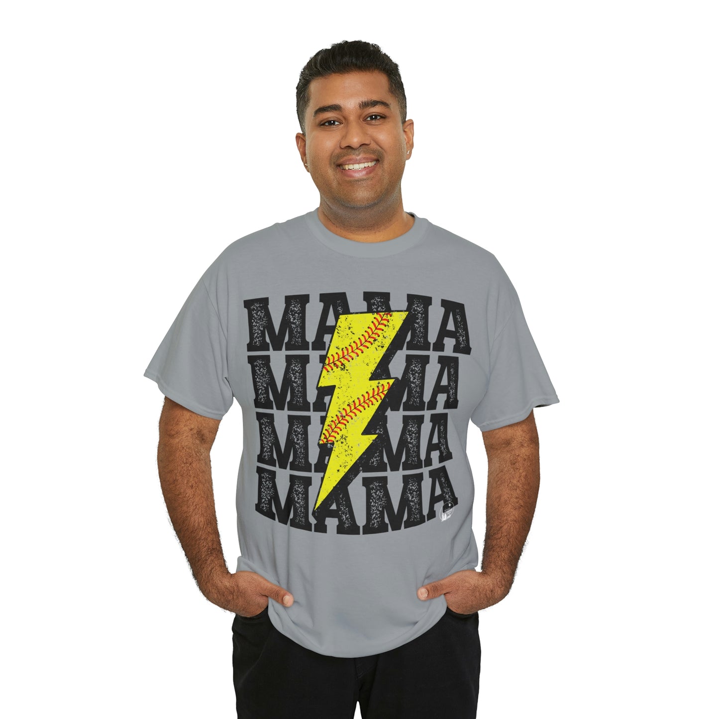 Softball Mama Lightning Bolt Unisex Heavy Cotton Tee