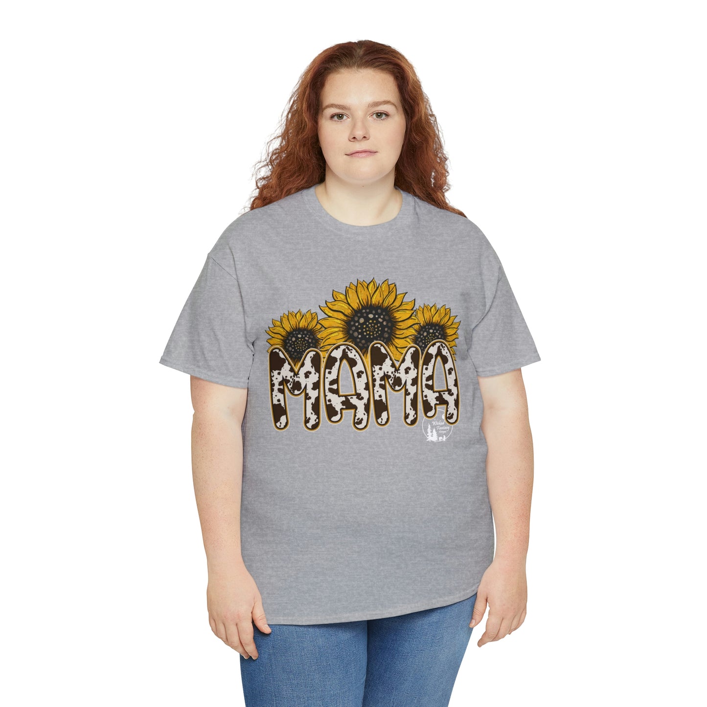 Mama Sunflower Cow Hide Match Mini Me Heavy Cotton Tee