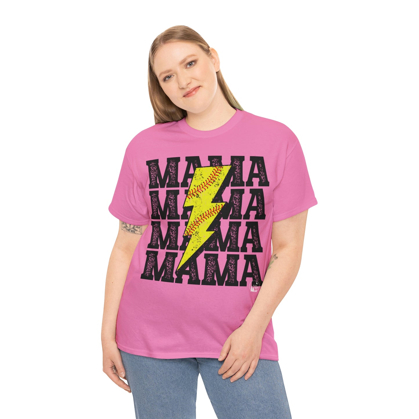 Softball Mama Lightning Bolt Unisex Heavy Cotton Tee