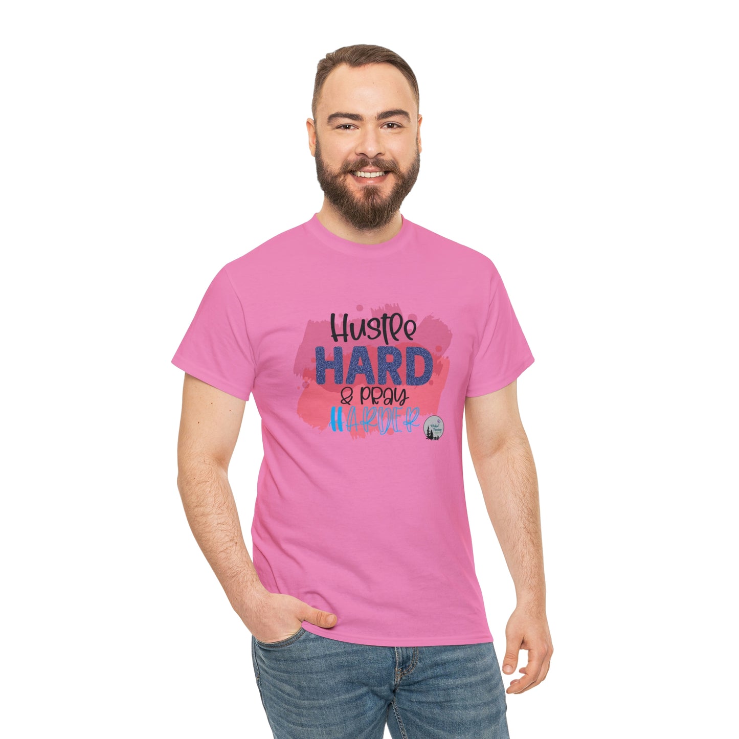 Hustle Hard Pray Harder Religious Inspirational Edgy Cute Heavy Cotton Tee