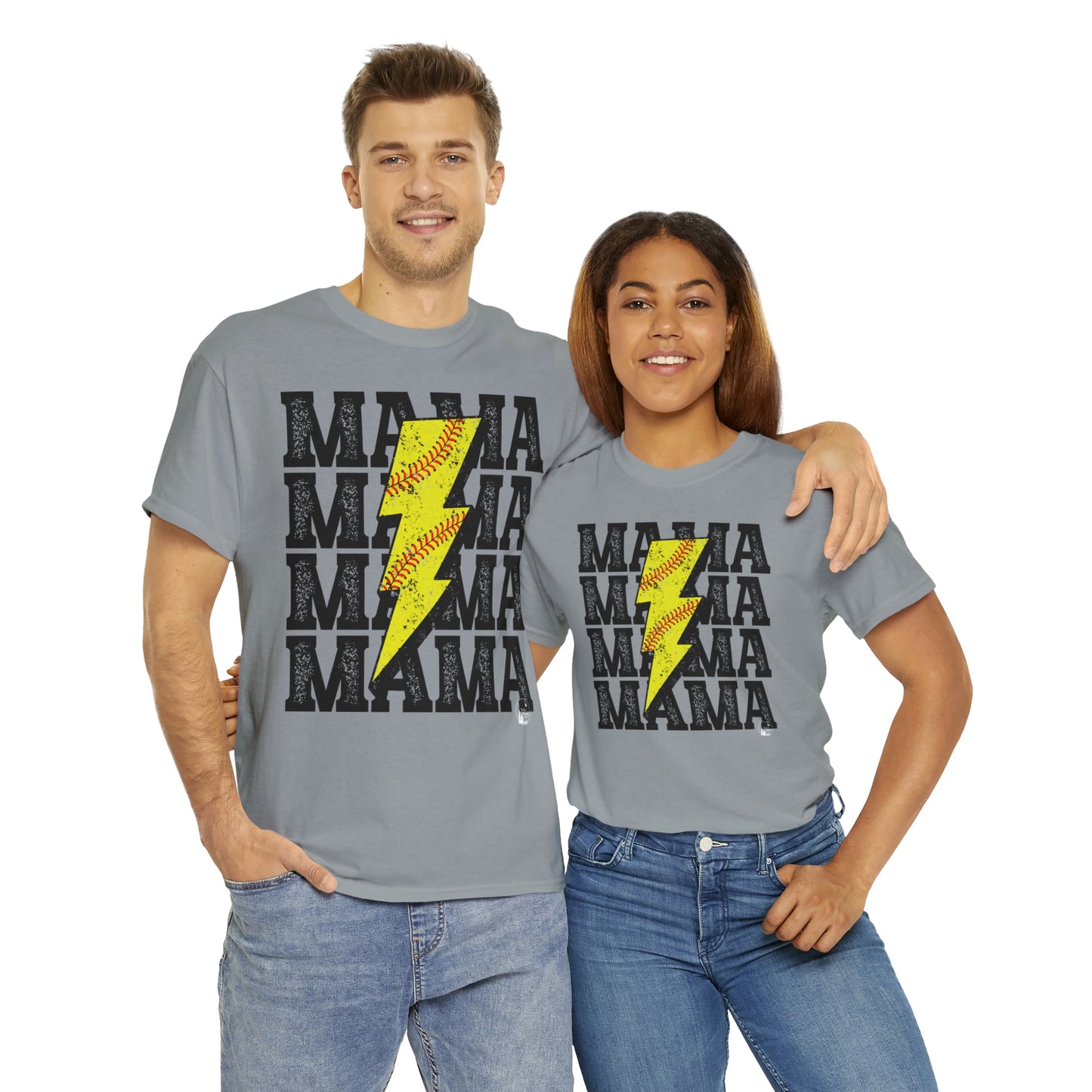 Softball Mama Lightning Bolt Unisex Heavy Cotton Tee