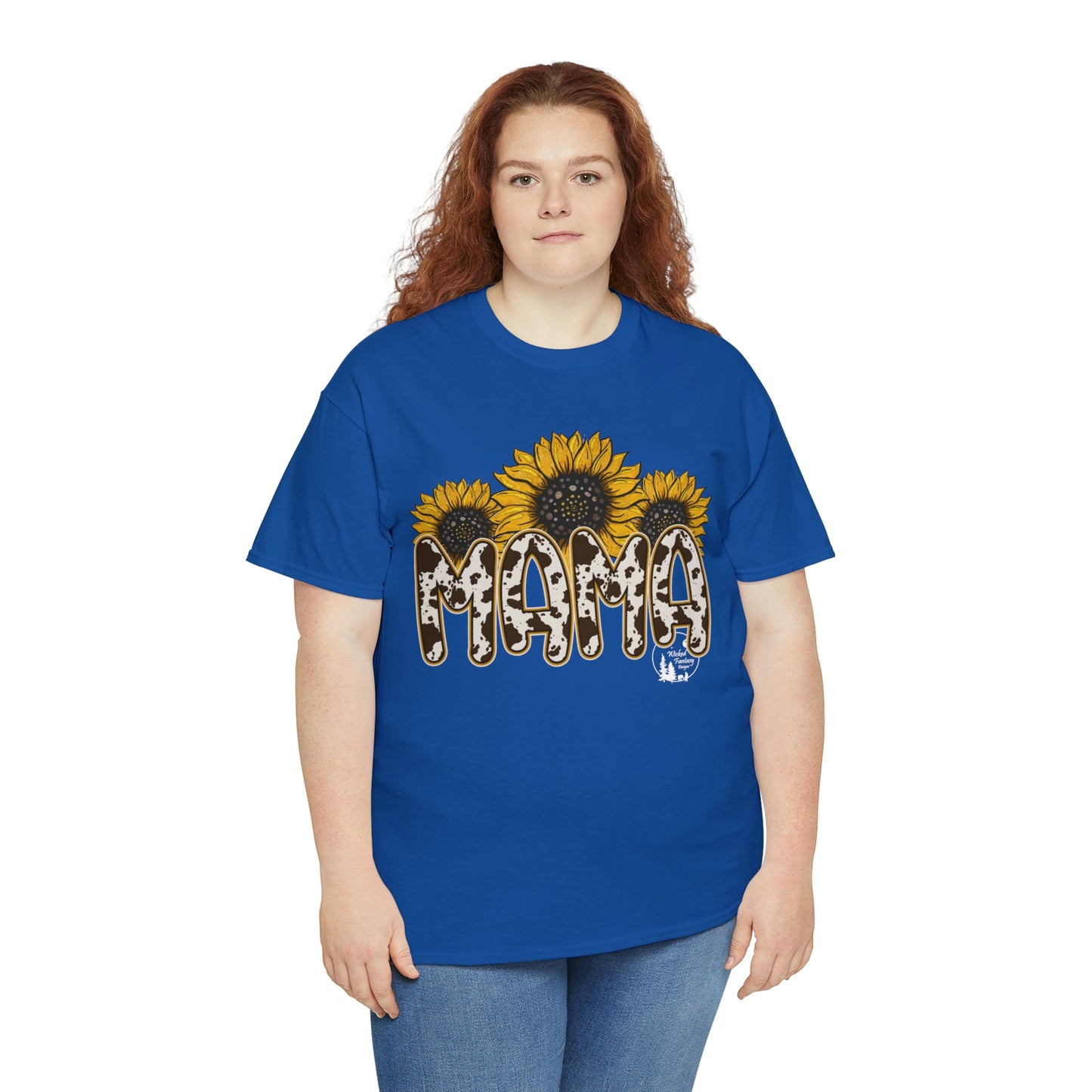 Mama Sunflower Cow Hide Match Mini Me Heavy Cotton Tee