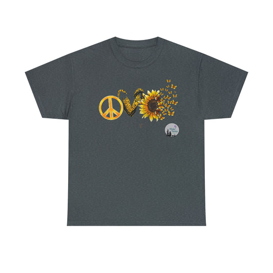 Peace Love Sunflowers Butterfly Heavy Cotton Tee