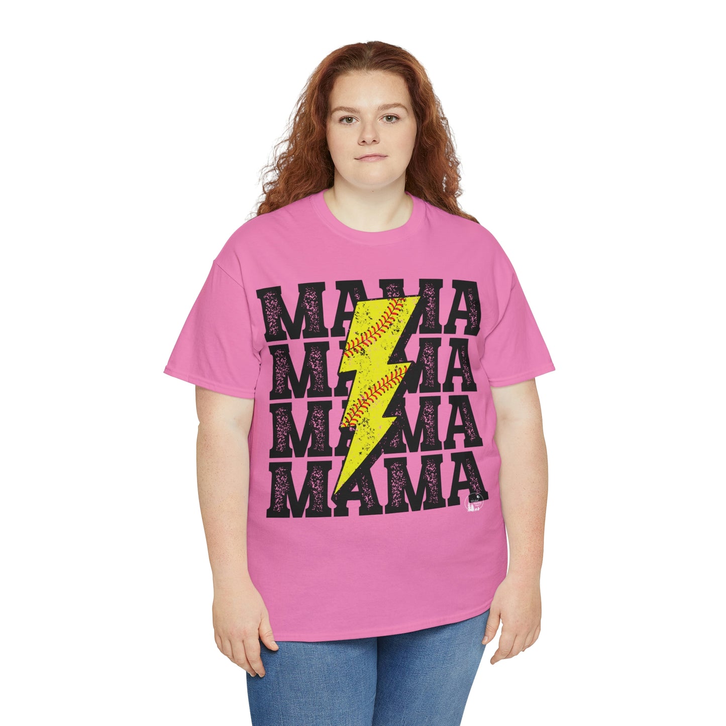 Softball Mama Lightning Bolt Unisex Heavy Cotton Tee