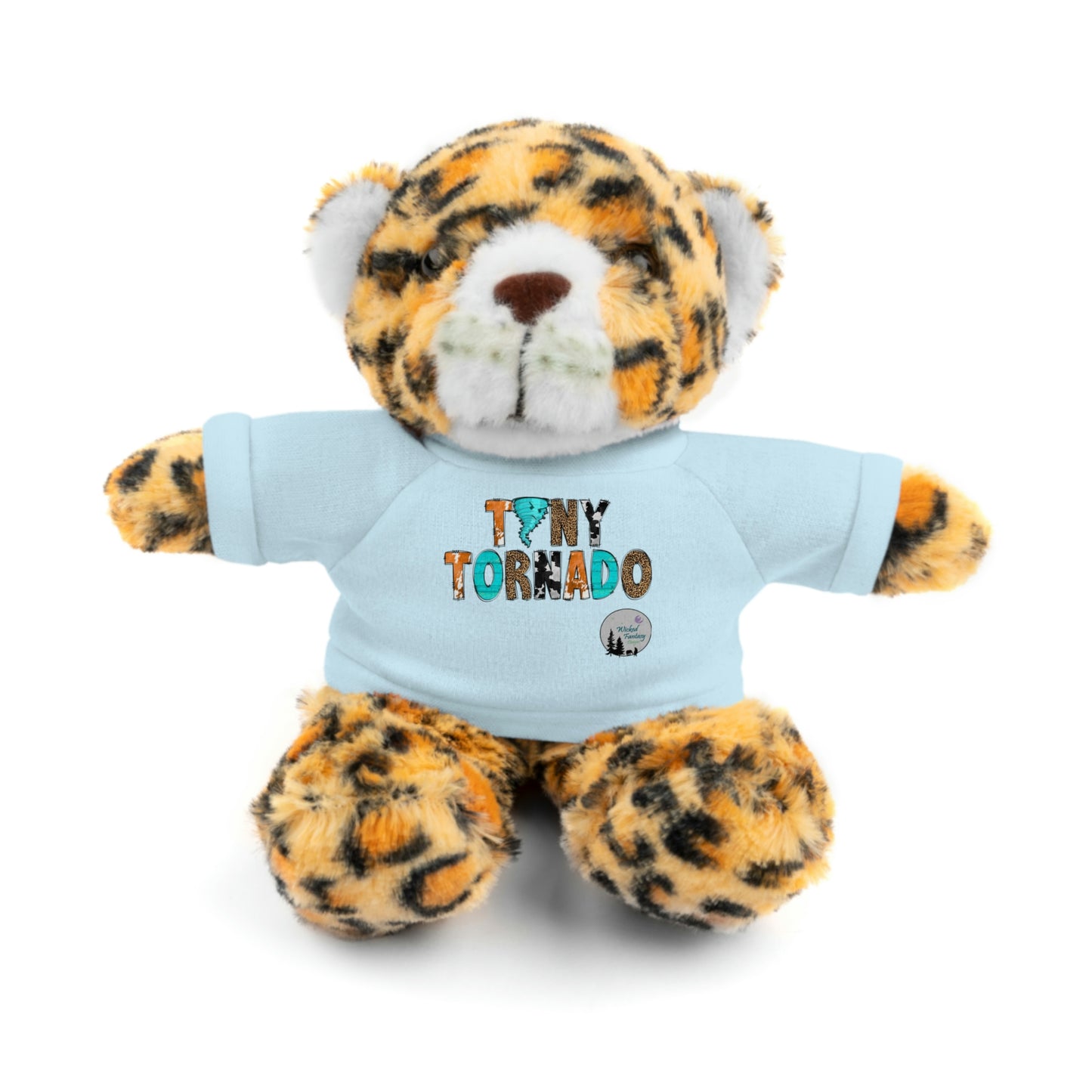 Mini Me Matching Hello Tiny Little Tornado Cow Print Leopard Print  Stuffed Animals with Tee