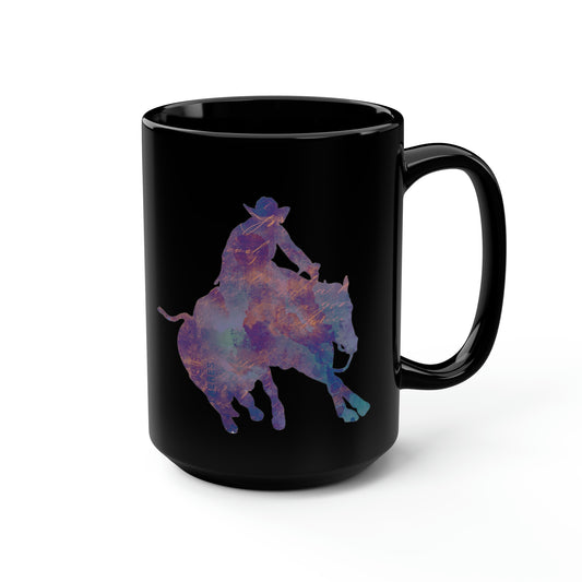 Reined Cow Horse Rustic Teal Horse Mug, coffee tea black mug 15oz