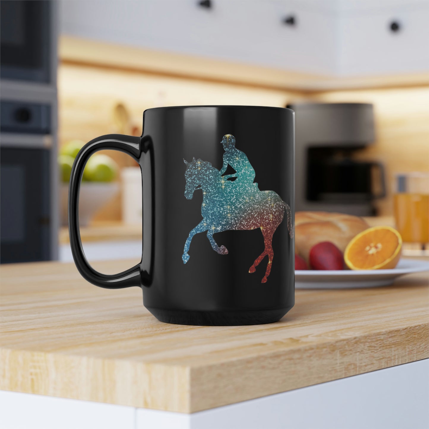 Eventing Horse Canter Sparkle Horse Mug, coffee tea black mug 15oz