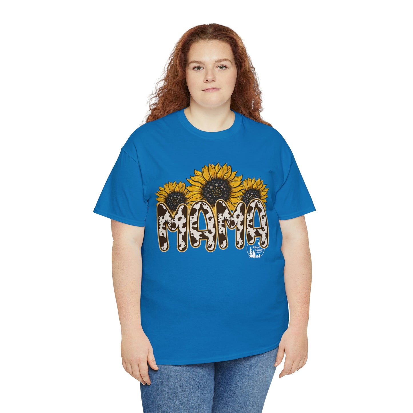 Mama Sunflower Cow Hide Match Mini Me Heavy Cotton Tee