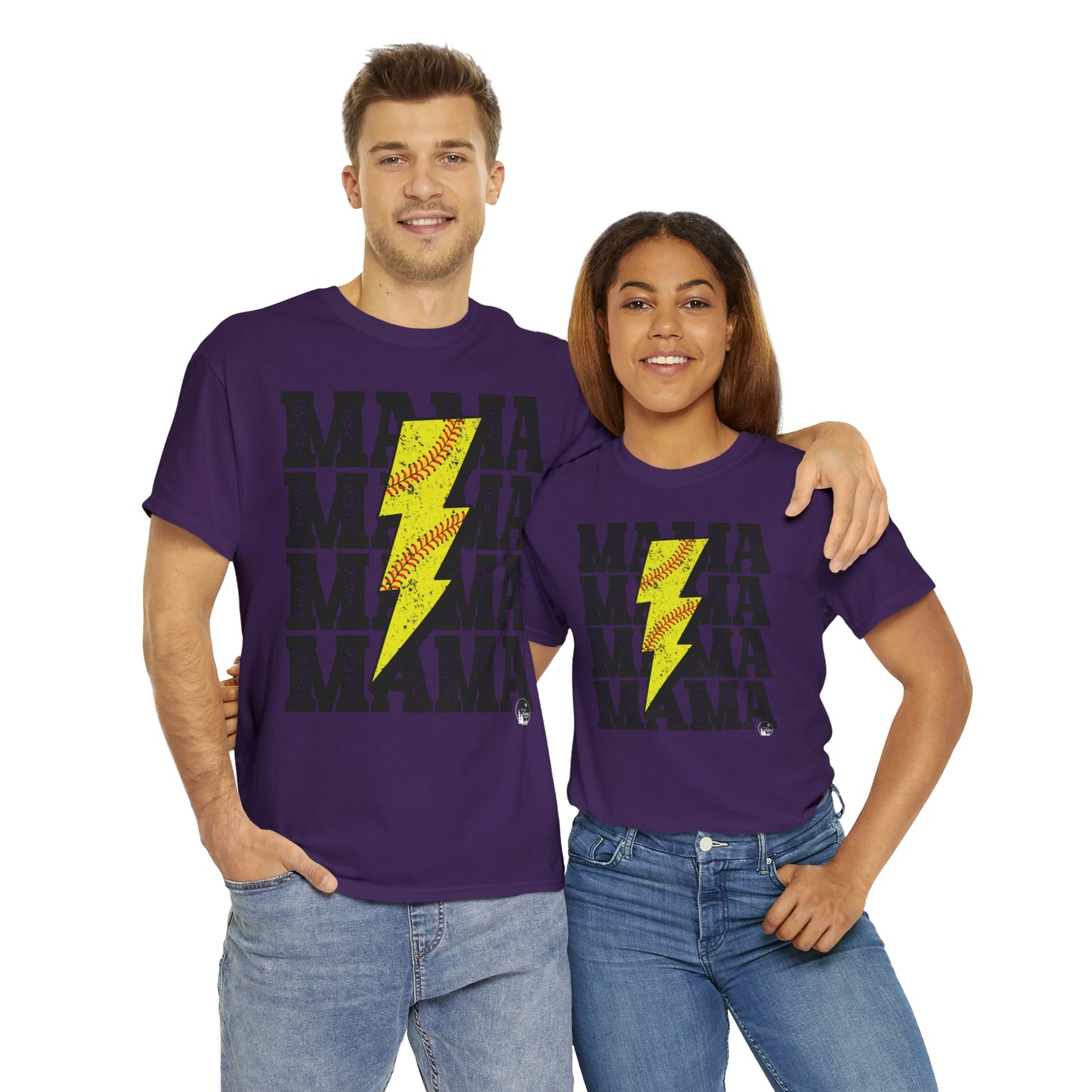 Softball Mama Lightning Bolt Unisex Heavy Cotton Tee