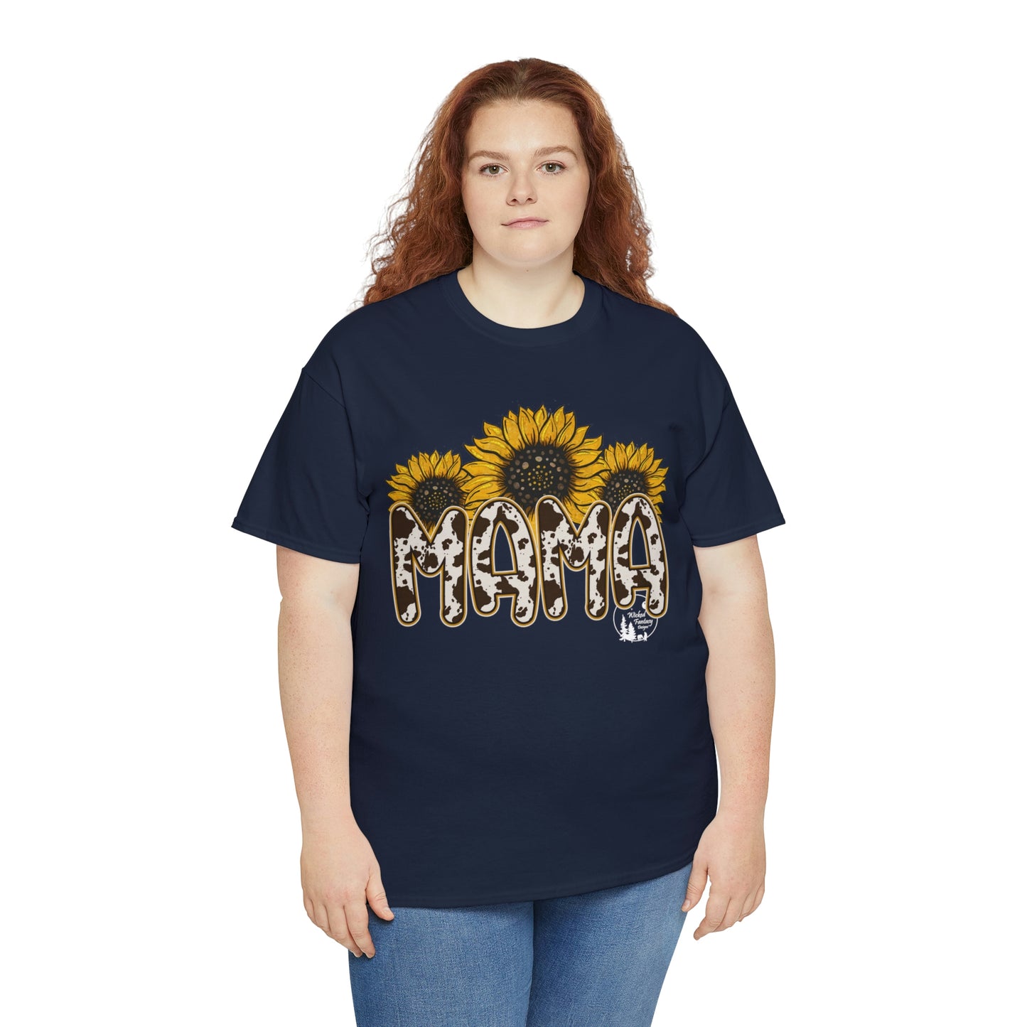 Mama Sunflower Cow Hide Match Mini Me Heavy Cotton Tee