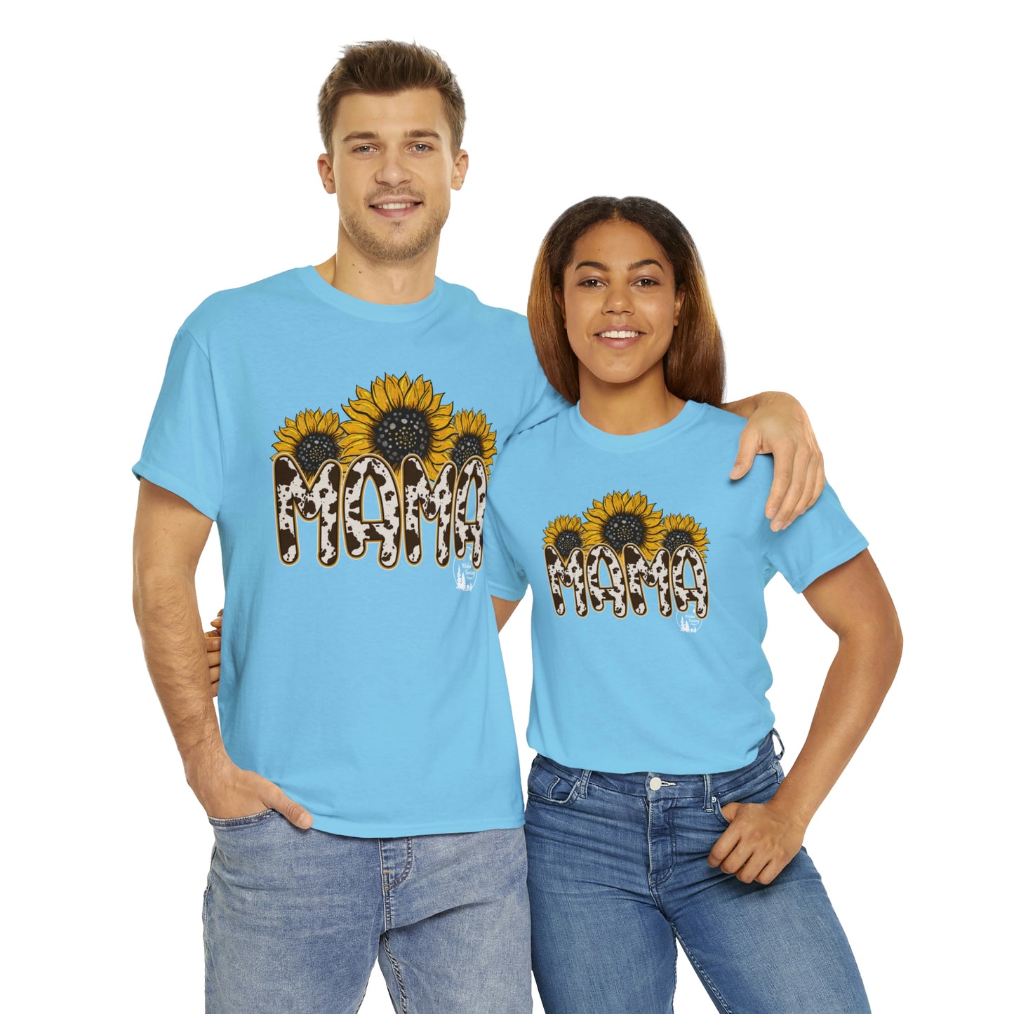 Mama Sunflower Cow Hide Match Mini Me Heavy Cotton Tee