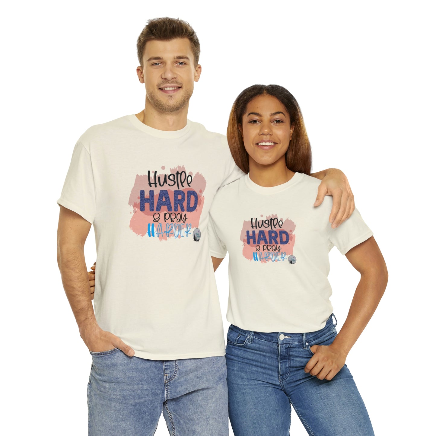 Hustle Hard Pray Harder Religious Inspirational Edgy Cute Heavy Cotton Tee