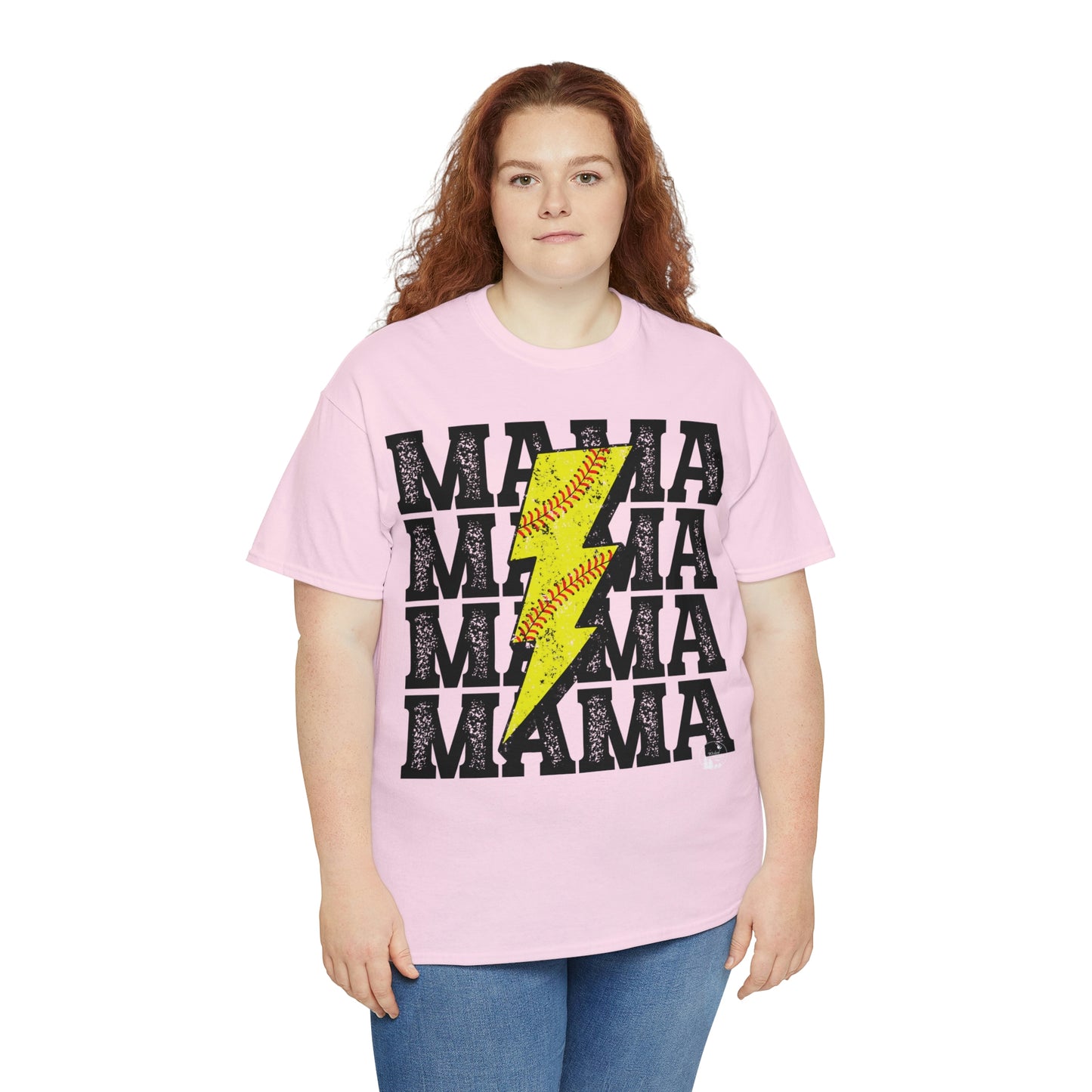 Softball Mama Lightning Bolt Unisex Heavy Cotton Tee