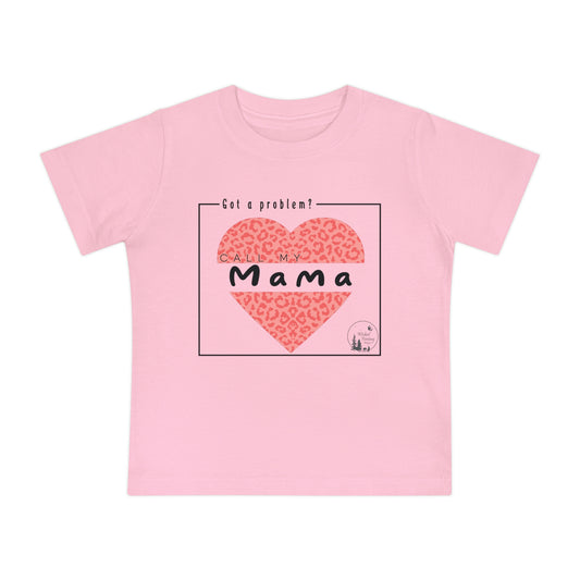 Got a Problem Call My Mama Leopard Print Heart Baby Short Sleeve T-Shirt