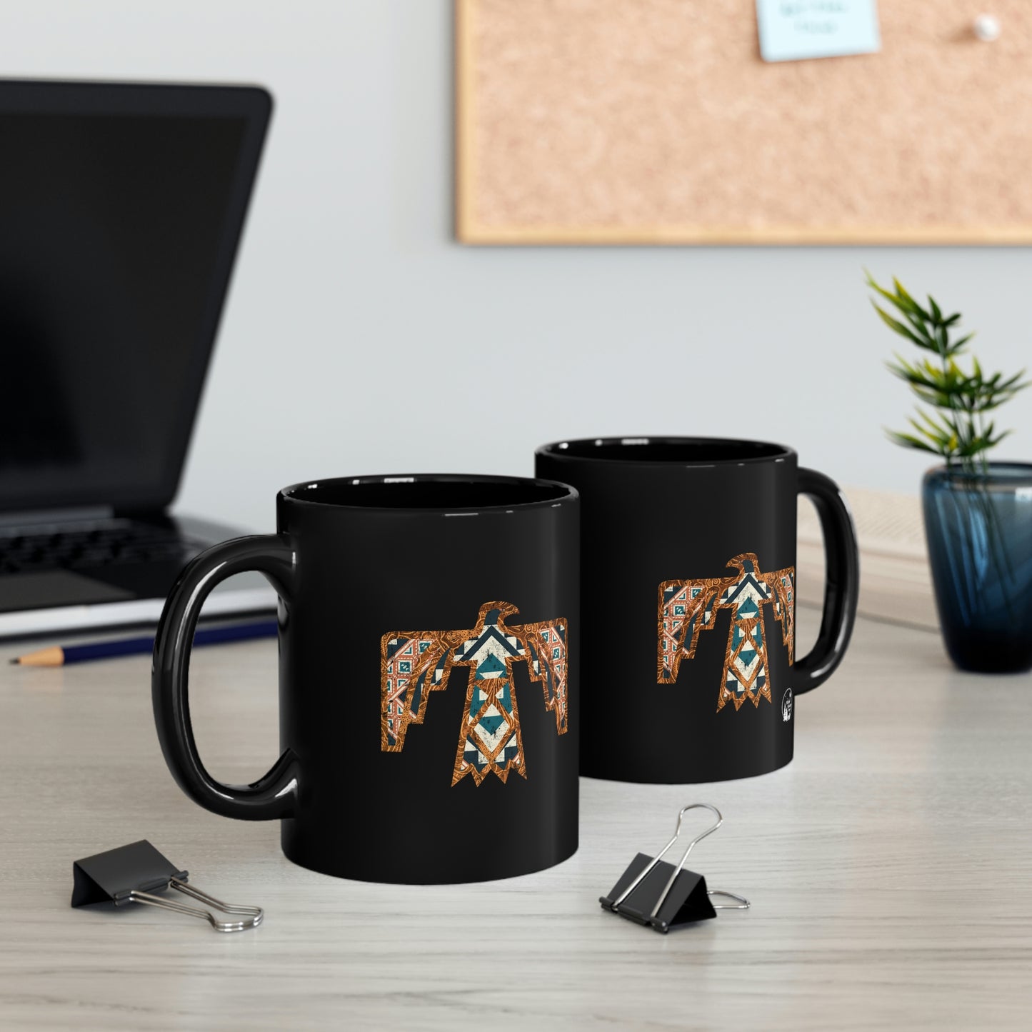 Southwestern Native American Thunderbird Western 11oz Black Mug