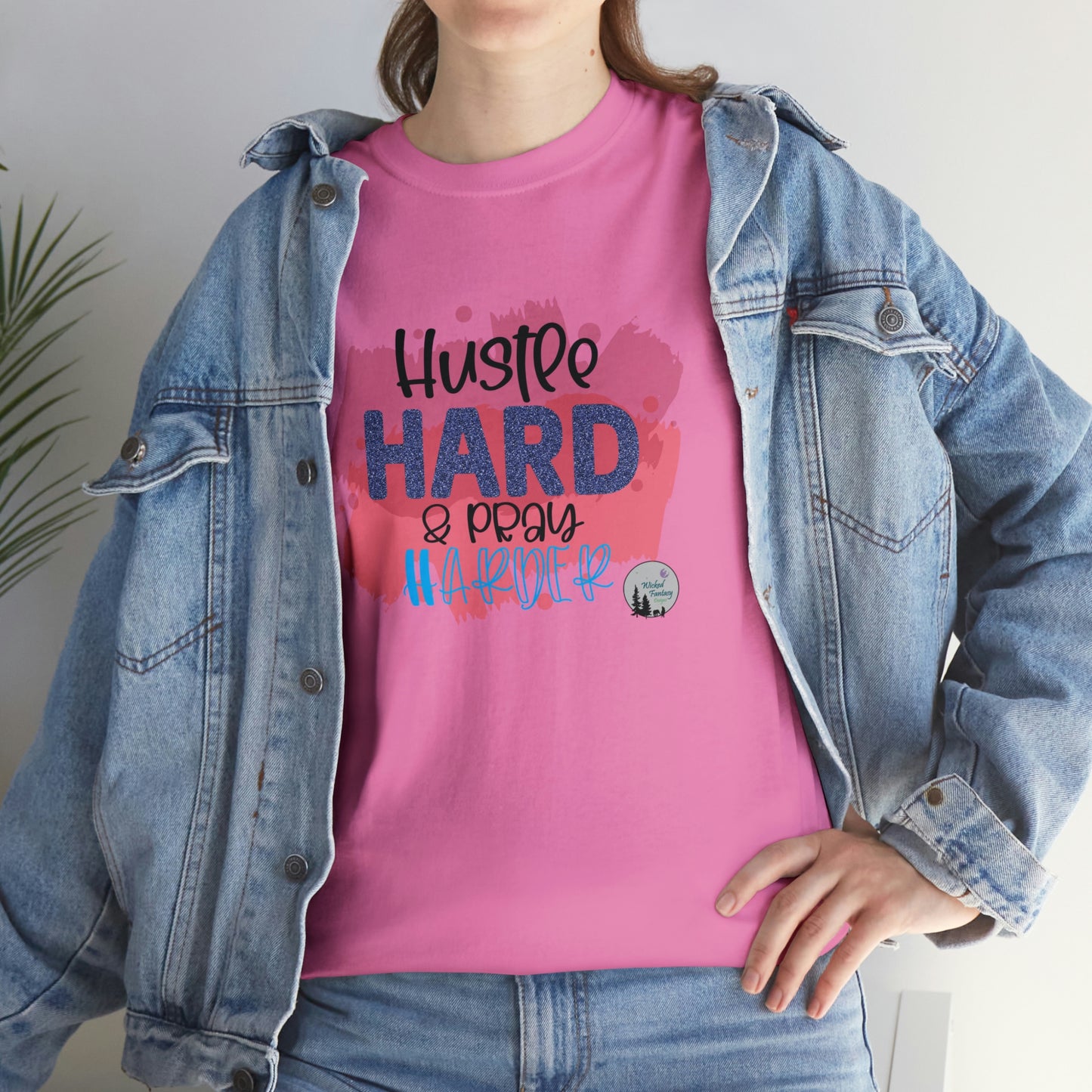 Hustle Hard Pray Harder Religious Inspirational Edgy Cute Heavy Cotton Tee