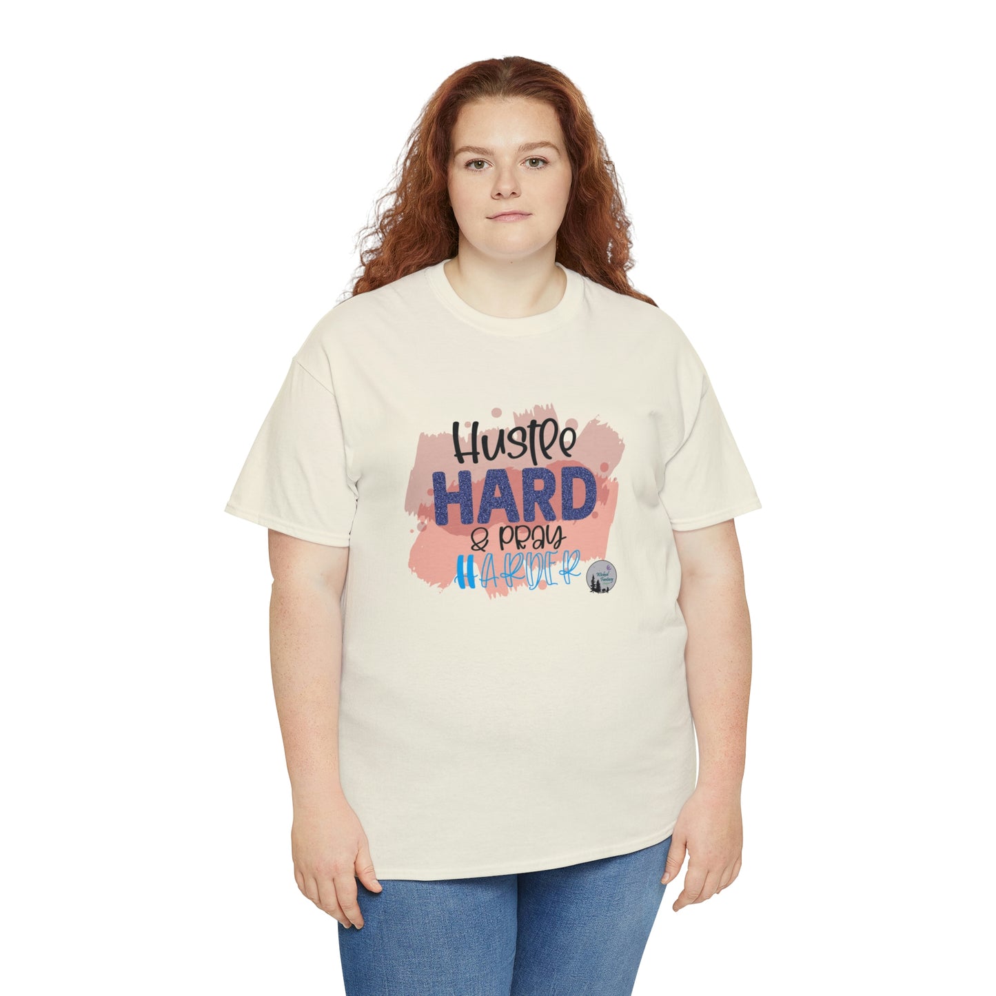 Hustle Hard Pray Harder Religious Inspirational Edgy Cute Heavy Cotton Tee