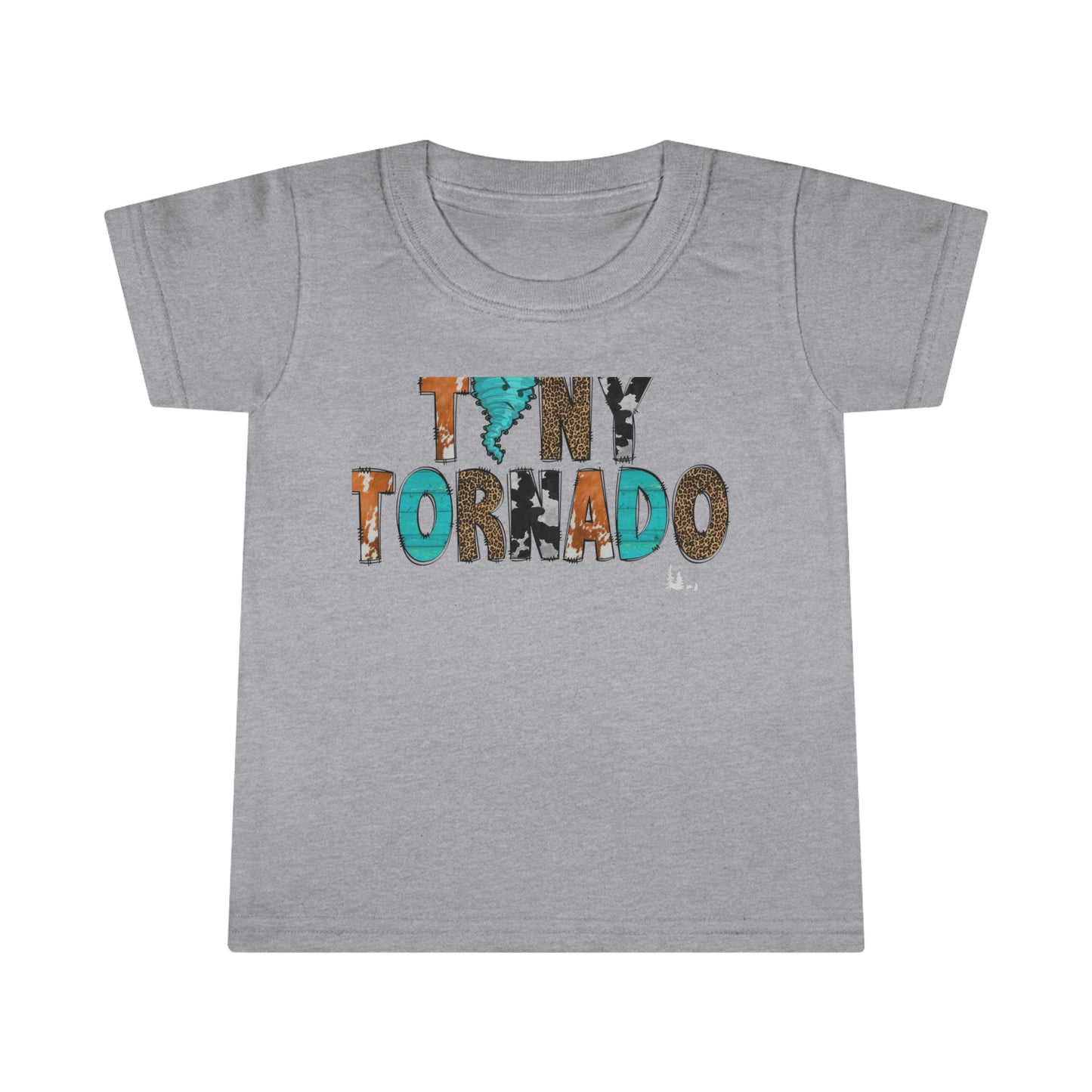 Tiny Little Tornado Serape Teal Leopard Print Cow Hide Toddler T-shirt