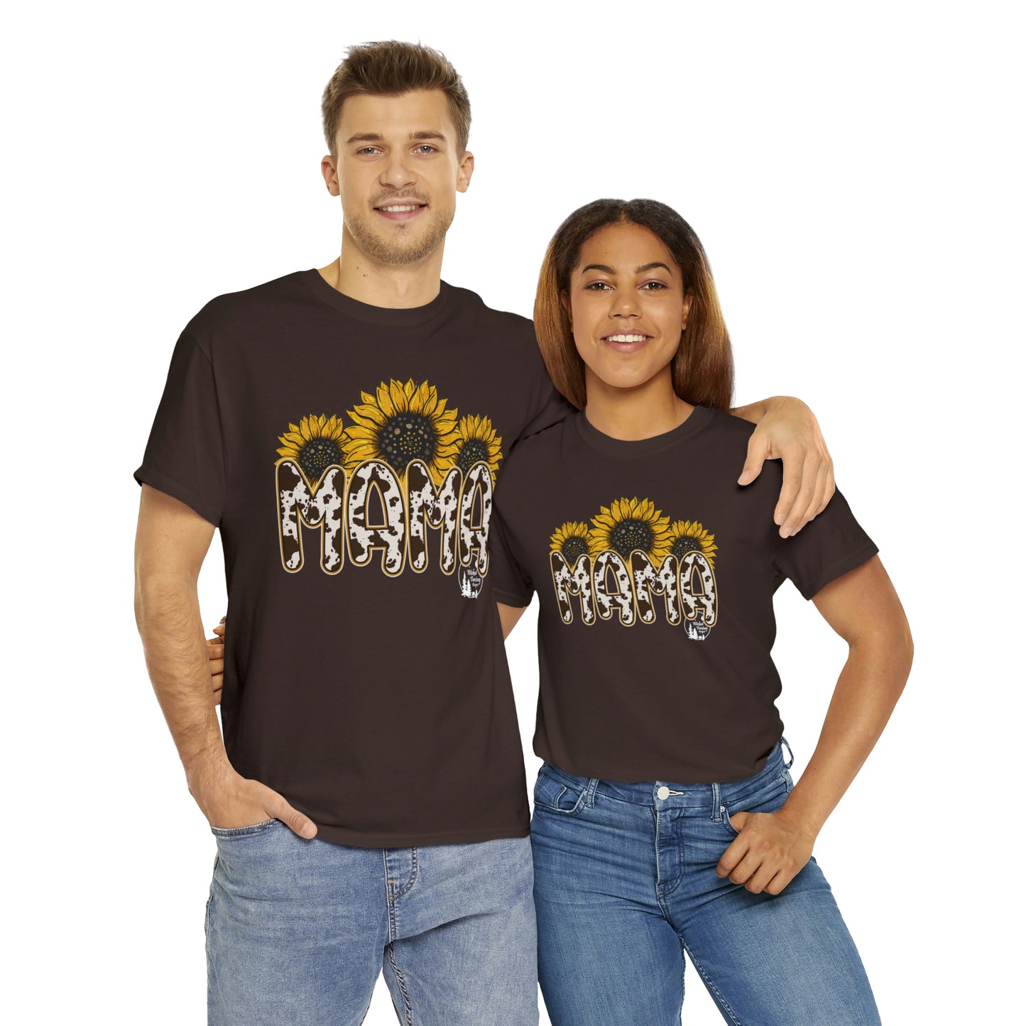 Mama Sunflower Cow Hide Match Mini Me Heavy Cotton Tee