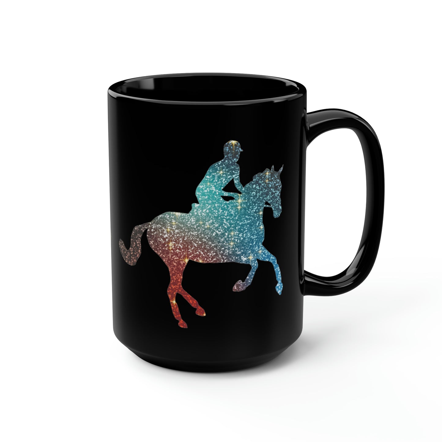 Eventing Horse Canter Sparkle Horse Mug, coffee tea black mug 15oz