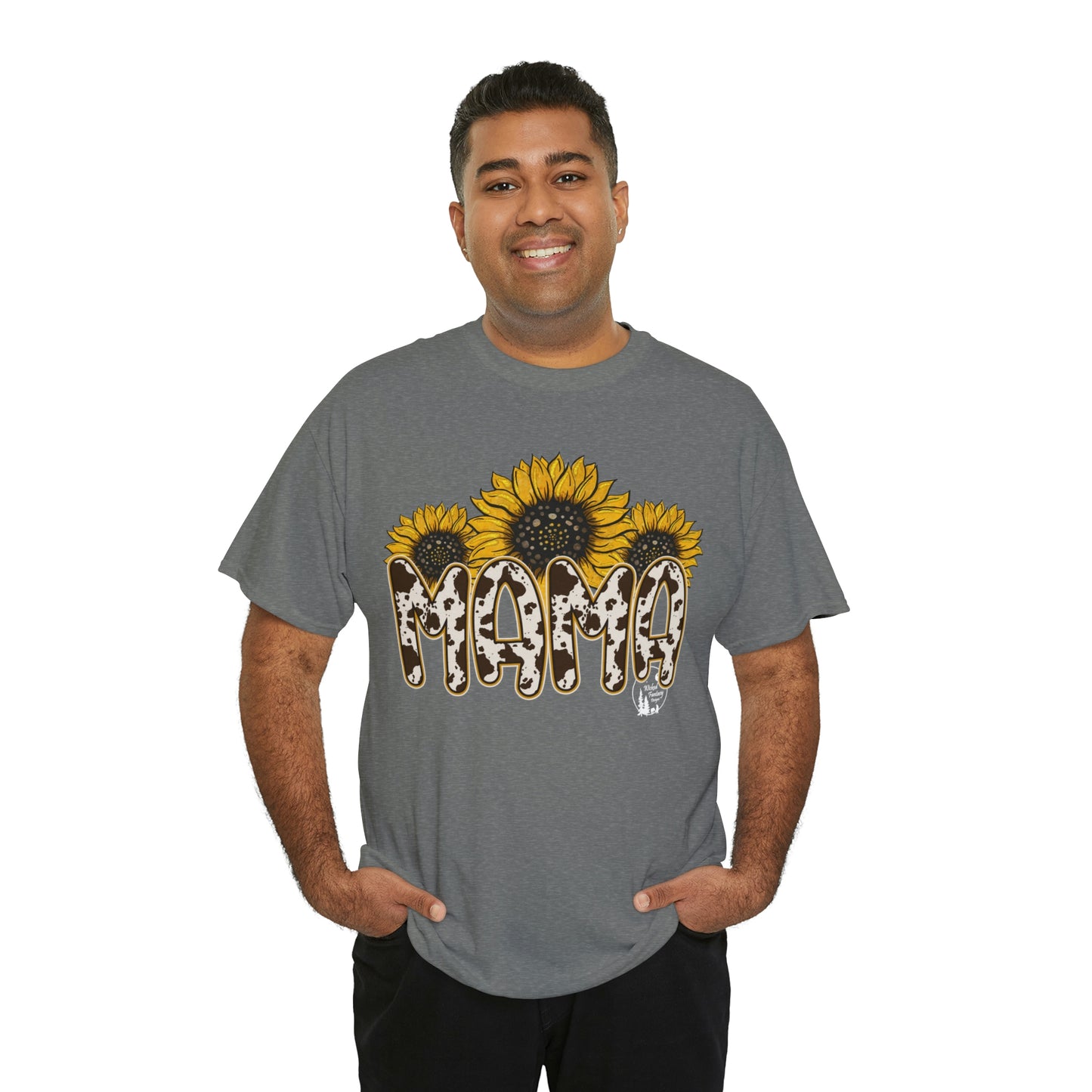 Mama Sunflower Cow Hide Match Mini Me Heavy Cotton Tee