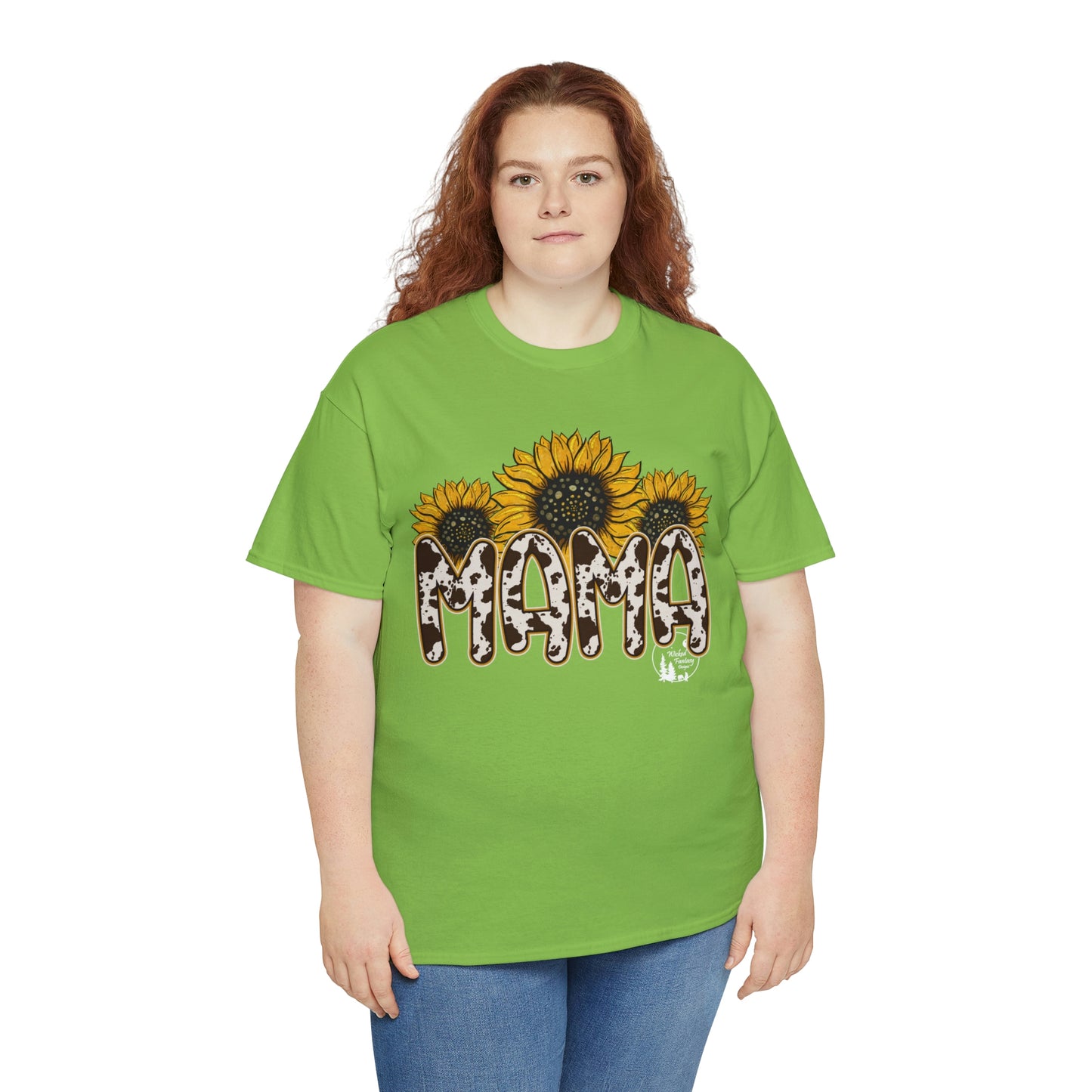 Mama Sunflower Cow Hide Match Mini Me Heavy Cotton Tee