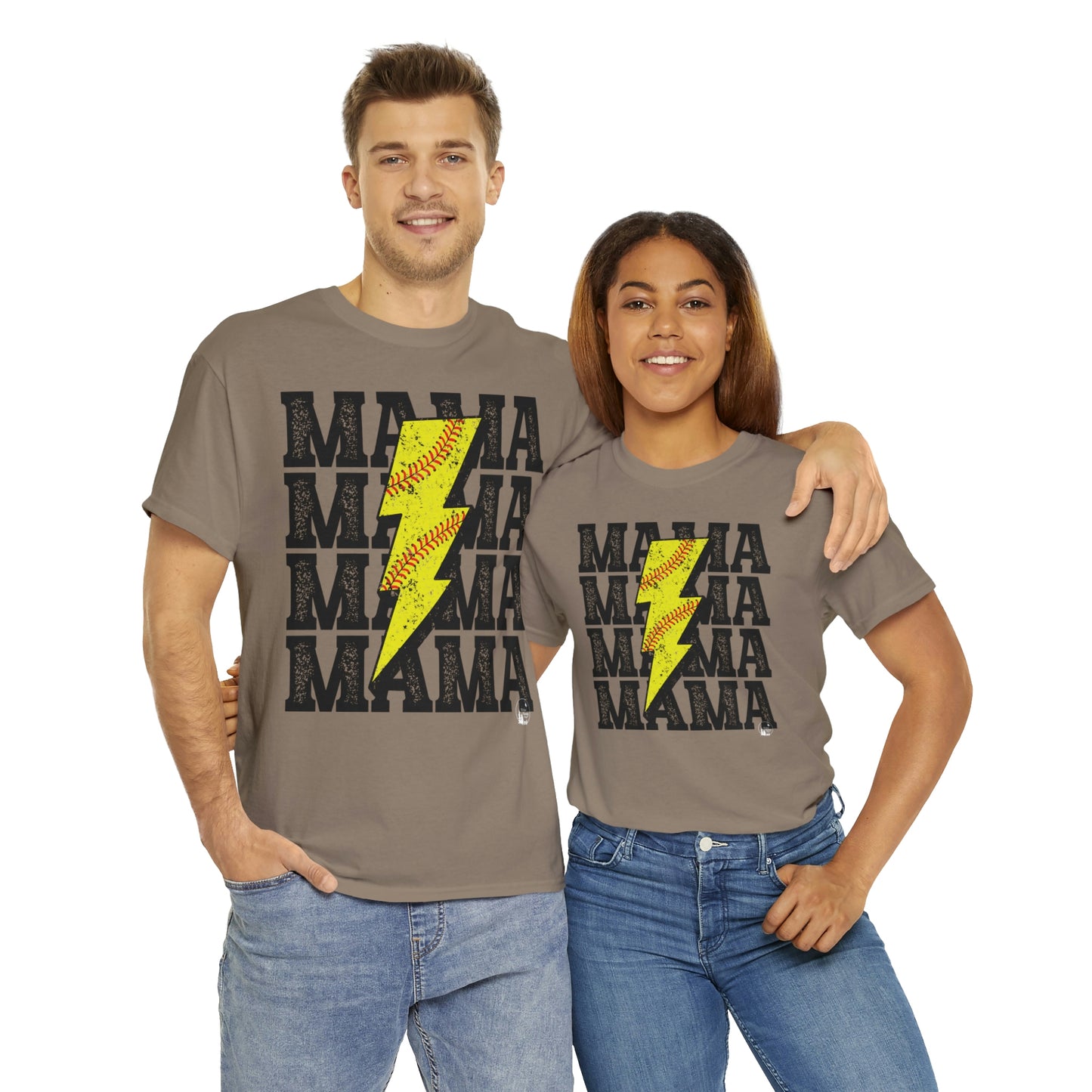 Softball Mama Lightning Bolt Unisex Heavy Cotton Tee