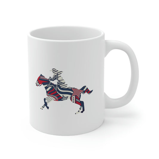 Patriotic Running Horse Cowgirl Stars Ceramic Mug 11oz