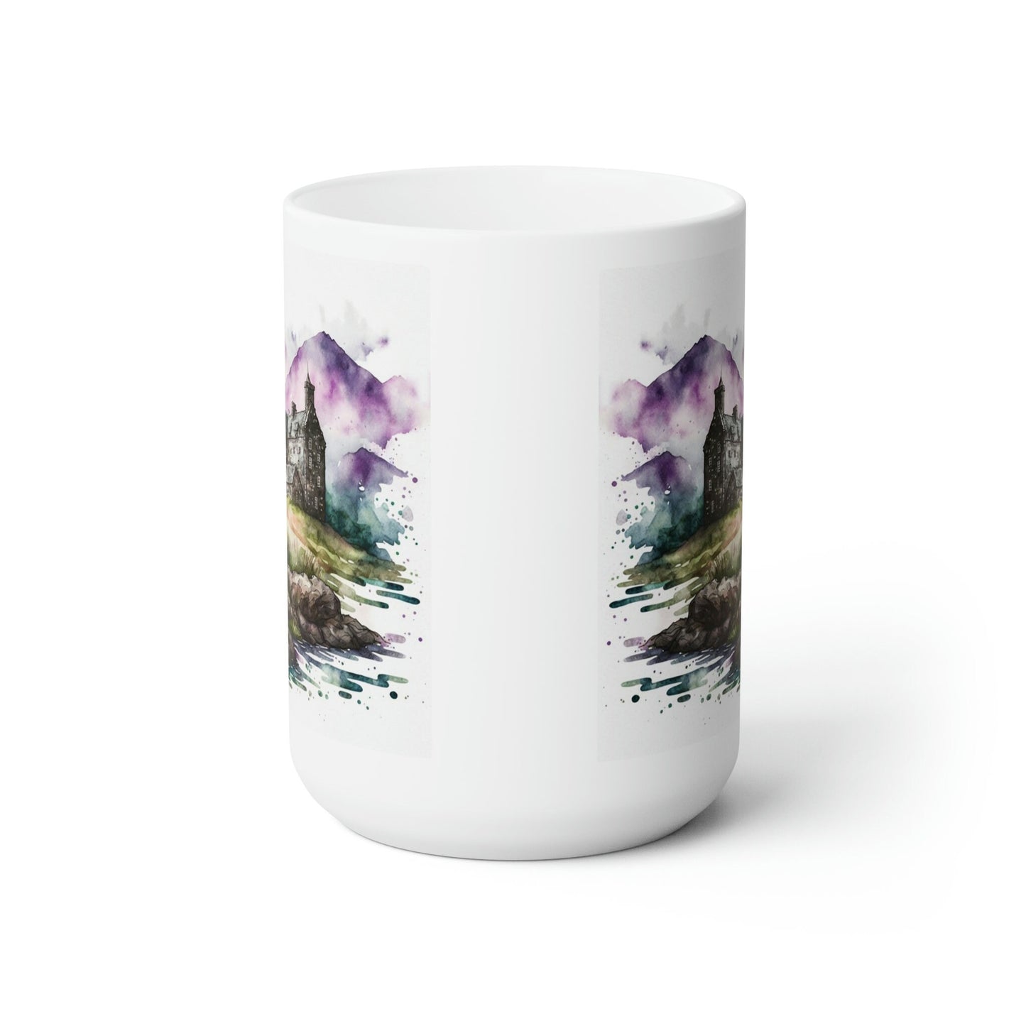 Watercolor Scottish Highland countryside Lavender Heather Nature Ceramic Mug 15oz