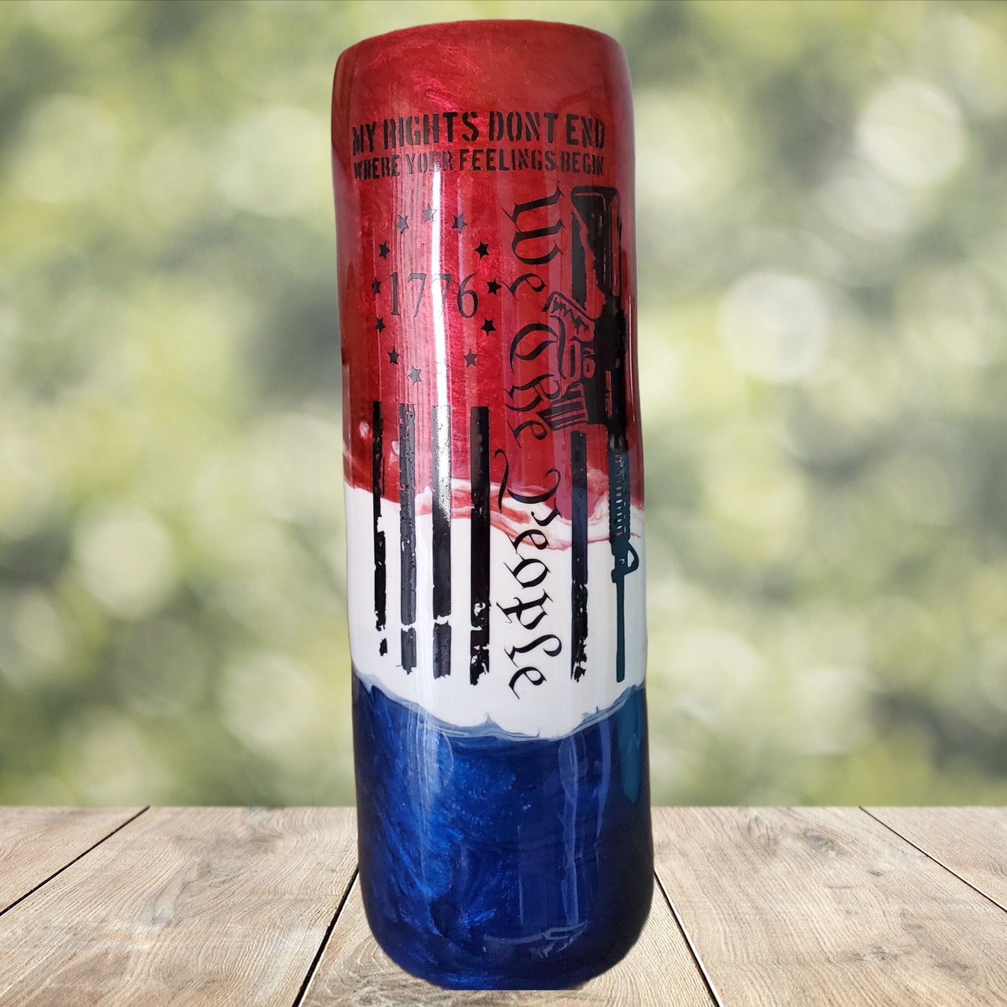 We The People My Rights Dont End Patriotic Color Block Mica Powder Custom Personalized Epoxy Resin Tumbler