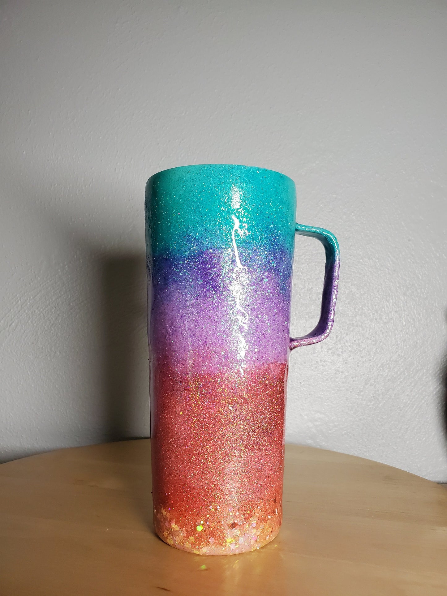 You Personalize Spillproof Pastel Sunset Sunrise Aqua Lavender Coral Ombre Glitter Tumbler Iron Flask Custom Personalized Tumbler Travel Mug