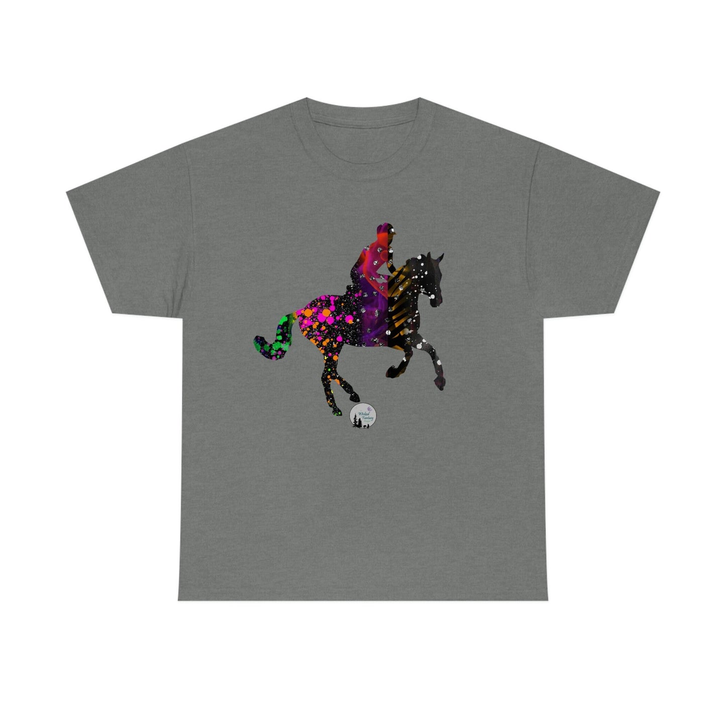 Neon Paint Splatter Eventing Horse Cross Country Horse English Edgy Cute Heavy Cotton Tee