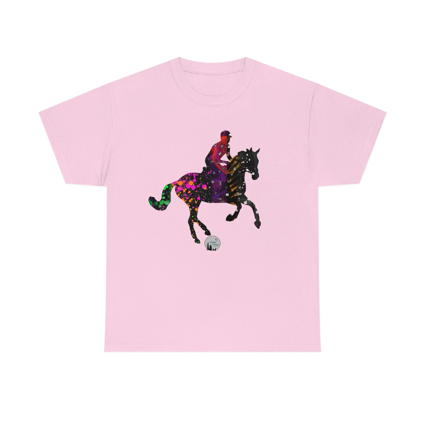 Neon Paint Splatter Eventing Horse Cross Country Horse English Edgy Cute Heavy Cotton Tee