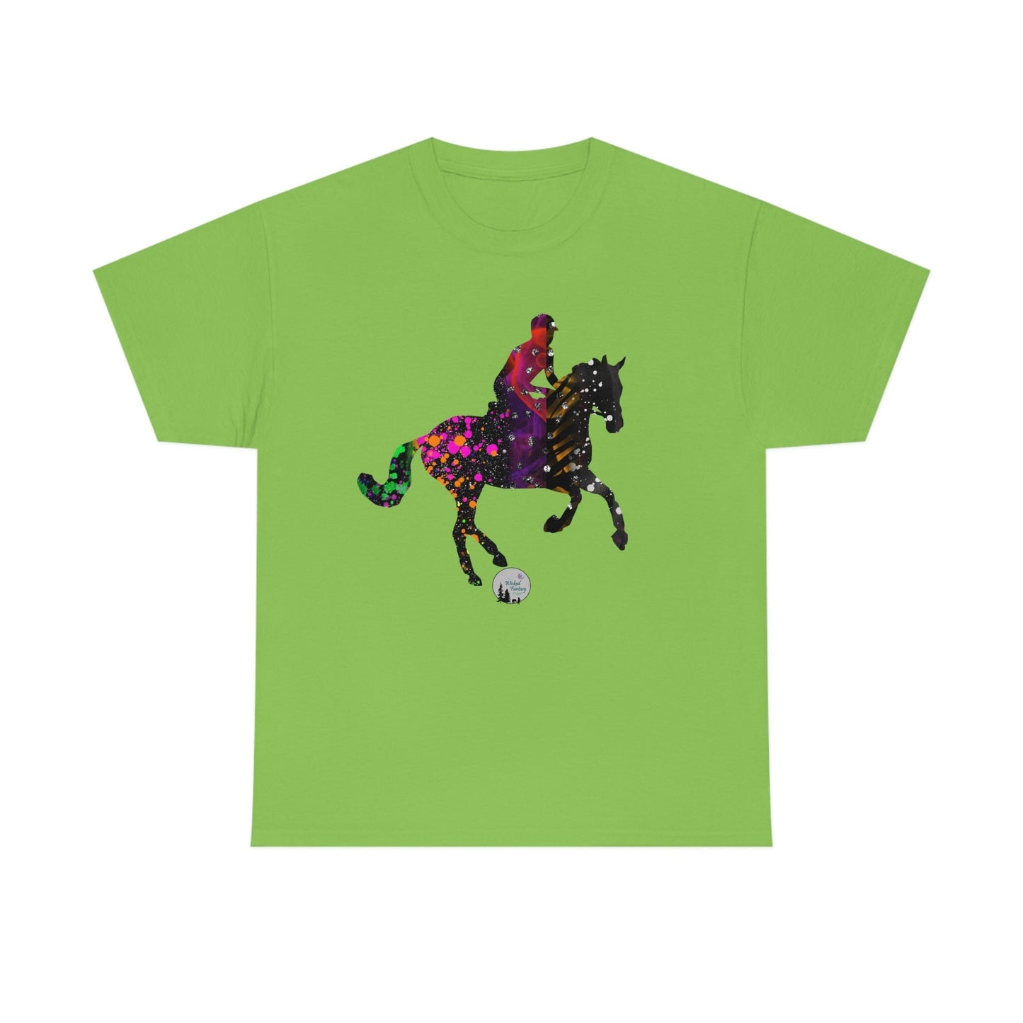 Neon Paint Splatter Eventing Horse Cross Country Horse English Edgy Cute Heavy Cotton Tee