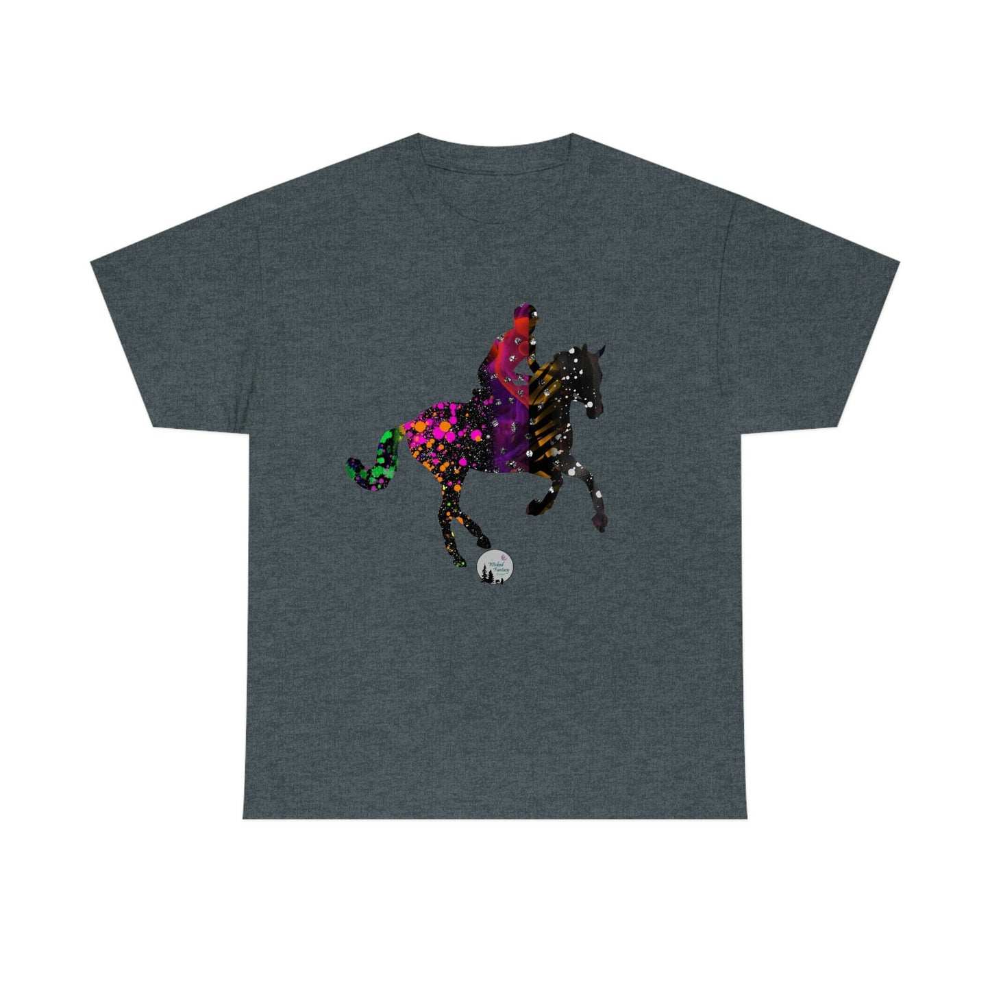 Neon Paint Splatter Eventing Horse Cross Country Horse English Edgy Cute Heavy Cotton Tee