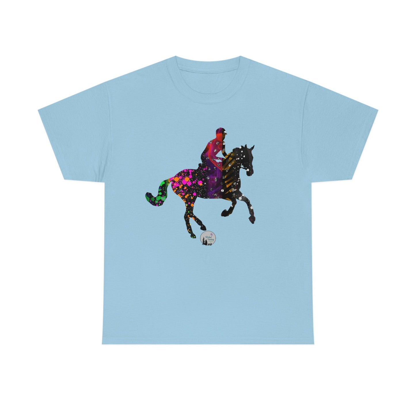 Neon Paint Splatter Eventing Horse Cross Country Horse English Edgy Cute Heavy Cotton Tee