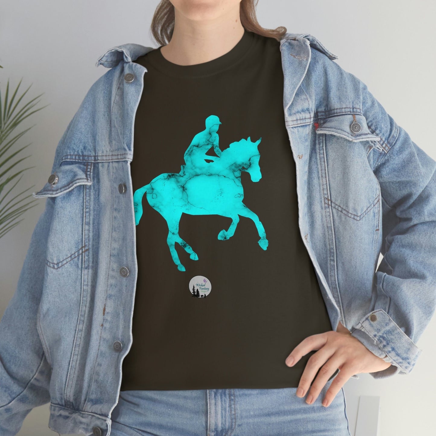 Turquoise Gemstone Eventing Horse Cross Country Horse English Edgy Cute Heavy Cotton Tee