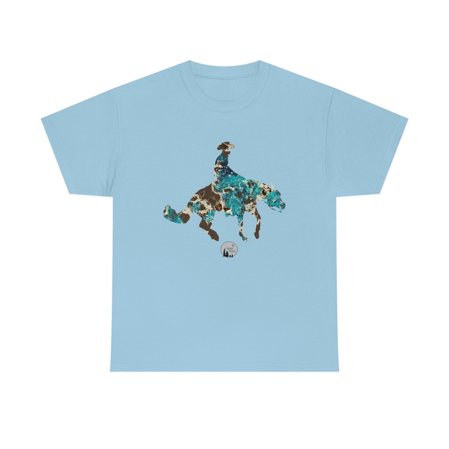 Cowhide Leopard Teal Reiner Spin Reining Horse Western Rustic Edgy Cute Heavy Cotton Tee