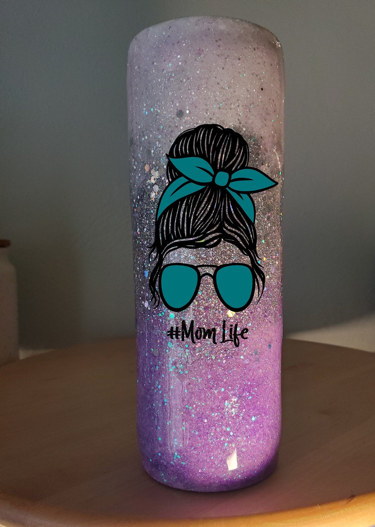 You Choose Color Mom Life Messy Bun Sunglasses Ombre Custom Personalized Tumbler Travel Mug