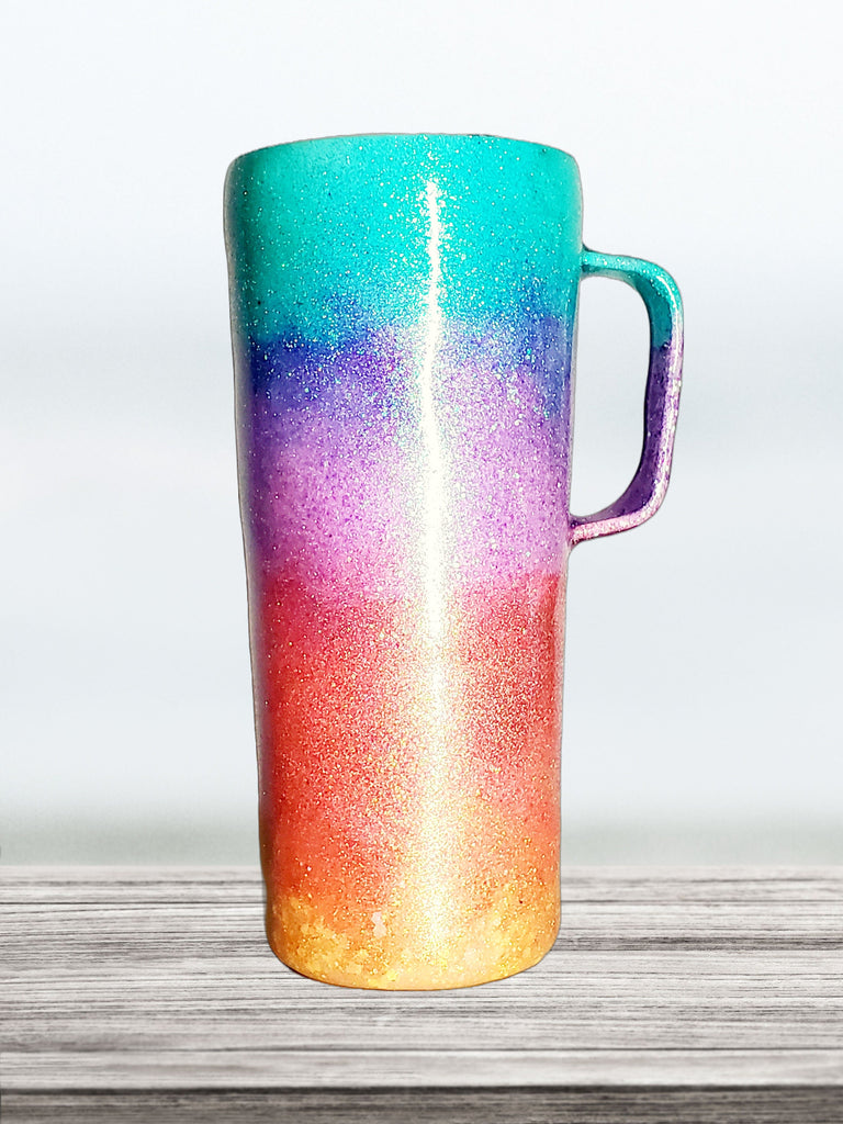 You Personalize Spillproof Pastel Sunset Sunrise Aqua Lavender Coral Ombre Glitter Tumbler Iron Flask Custom Personalized Tumbler Travel Mug