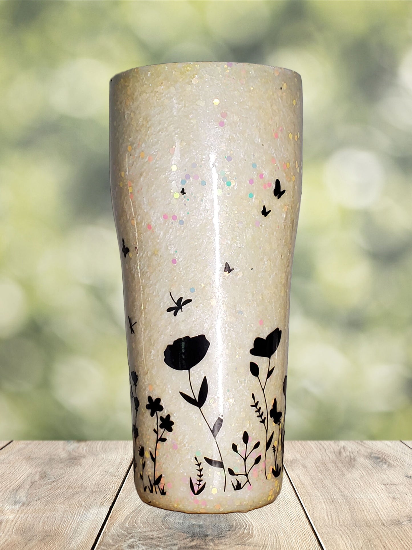 You Personalize it Pastel Floral Elegant Sunflower Poppy Wildflower Glitter Mica Powder Custom Personalized Epoxy Resin Tumbler