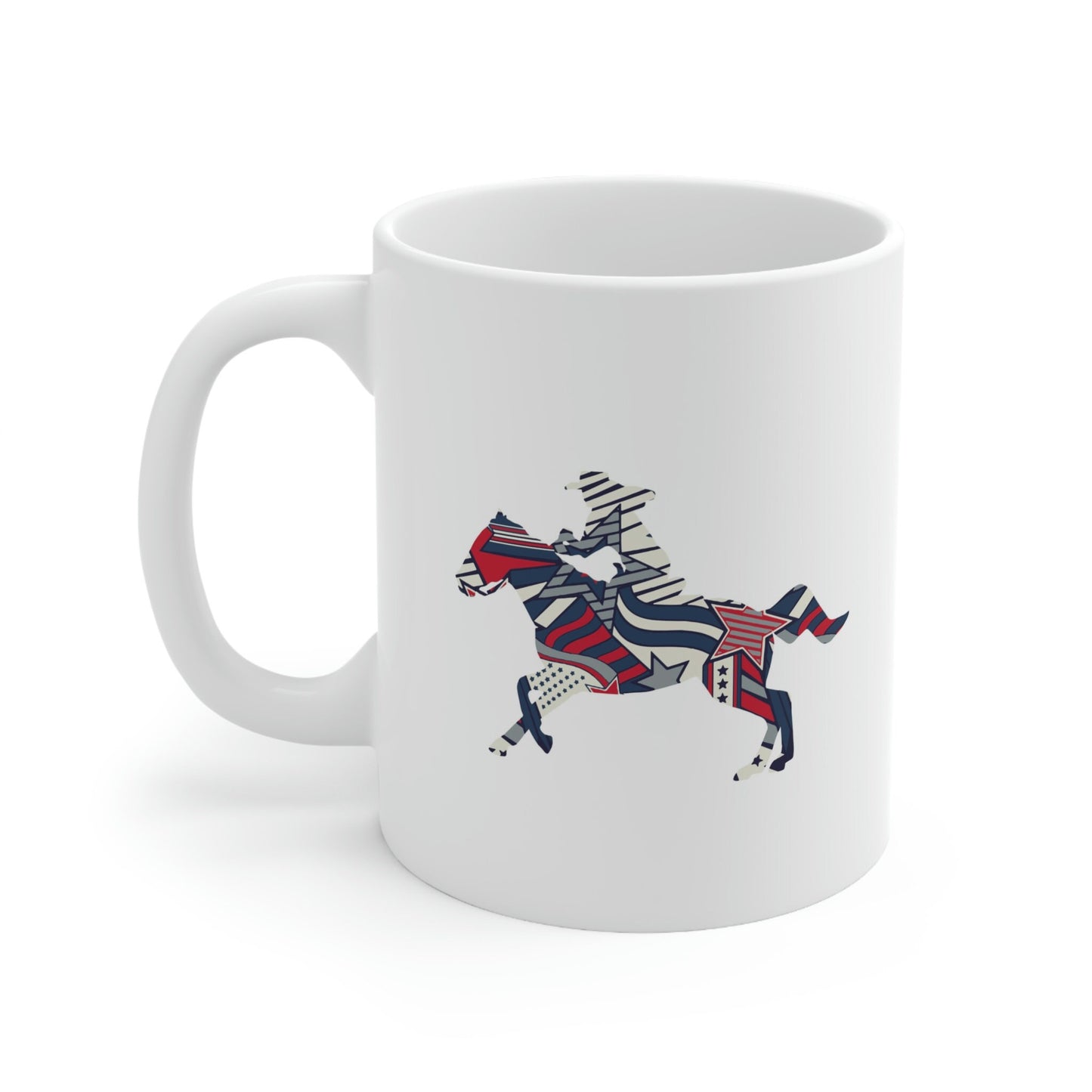 Patriotic Running Horse Cowgirl Stars Ceramic Mug 11oz