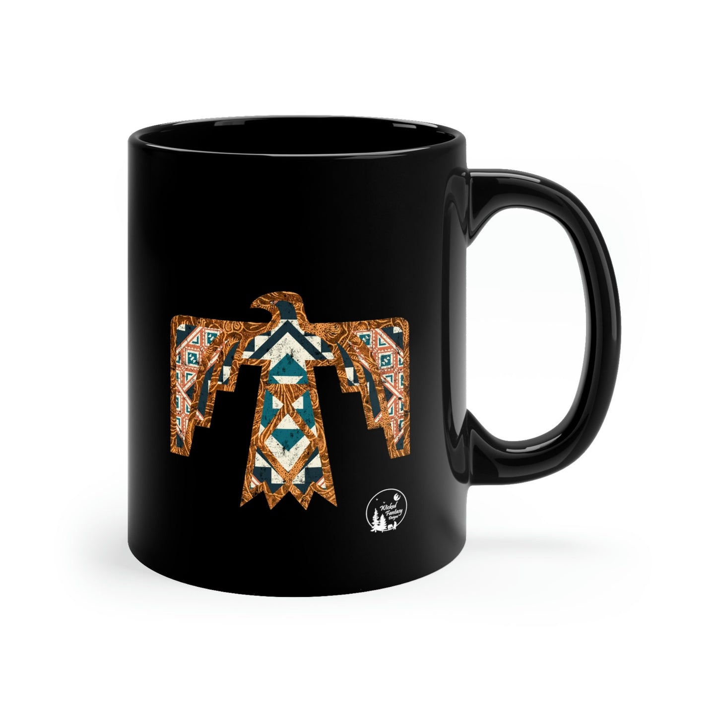 Southwestern Native American Thunderbird Western 11oz Black Mug