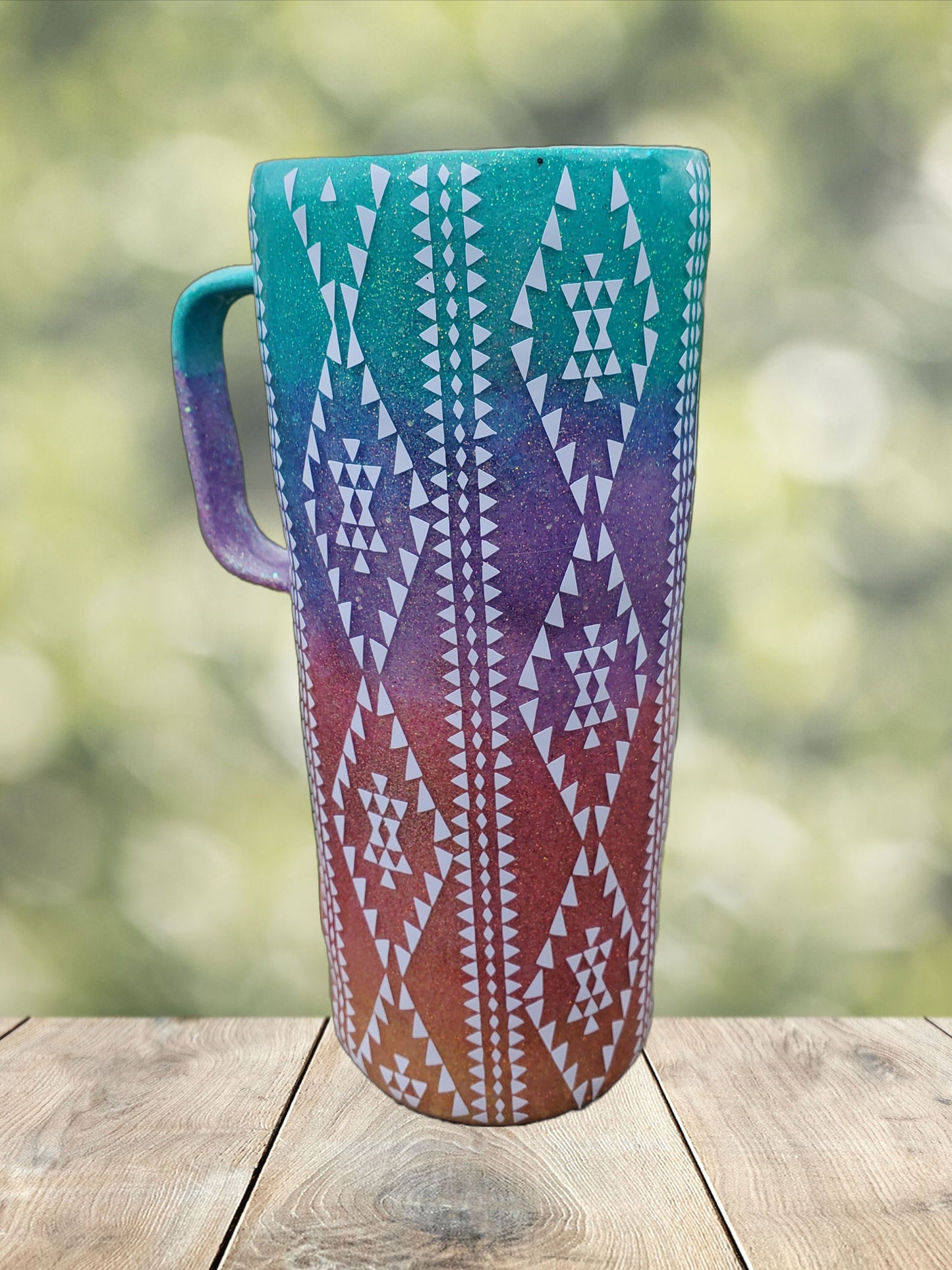 You Personalize Spill proof Pastel Navajo Sunset Sunrise Ombre Glitter Tumbler Iron Flask Custom Tumbler Travel Mug