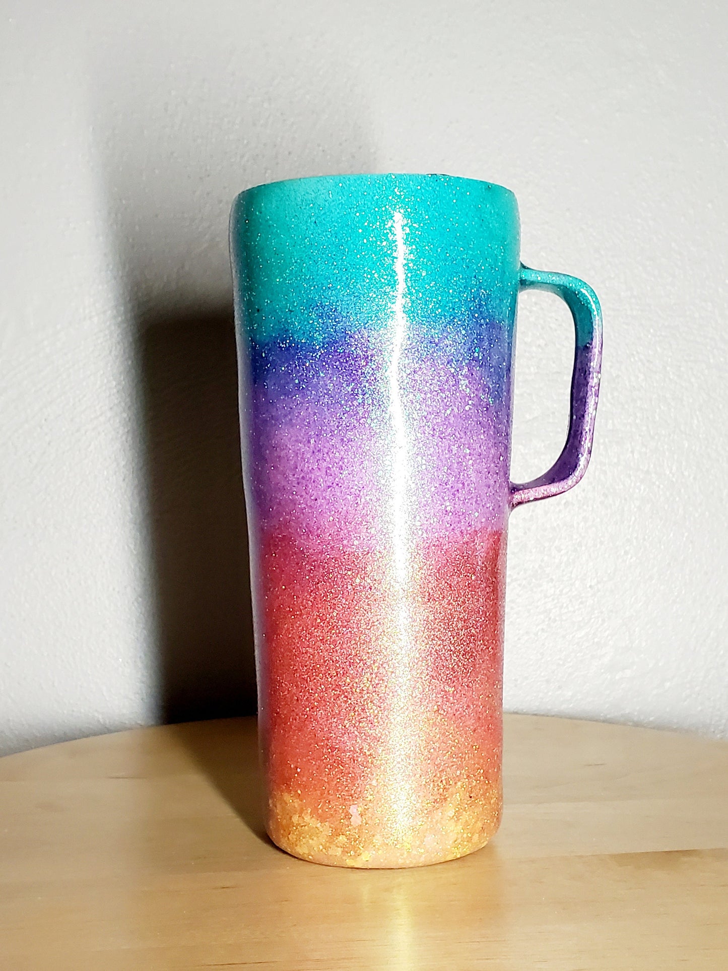 You Personalize Spillproof Pastel Sunset Sunrise Aqua Lavender Coral Ombre Glitter Tumbler Iron Flask Custom Personalized Tumbler Travel Mug