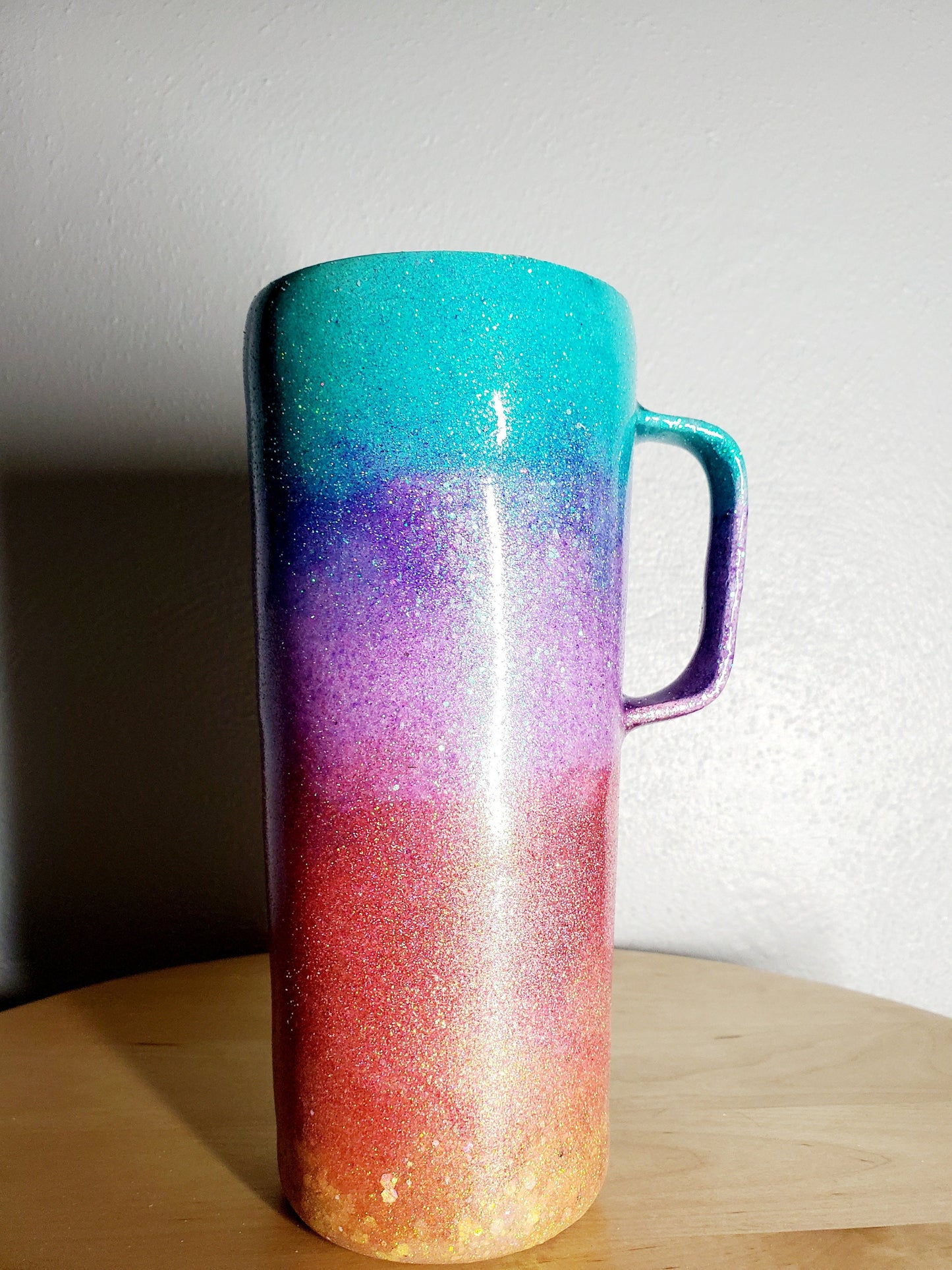 You Personalize Spillproof Pastel Sunset Sunrise Aqua Lavender Coral Ombre Glitter Tumbler Iron Flask Custom Personalized Tumbler Travel Mug